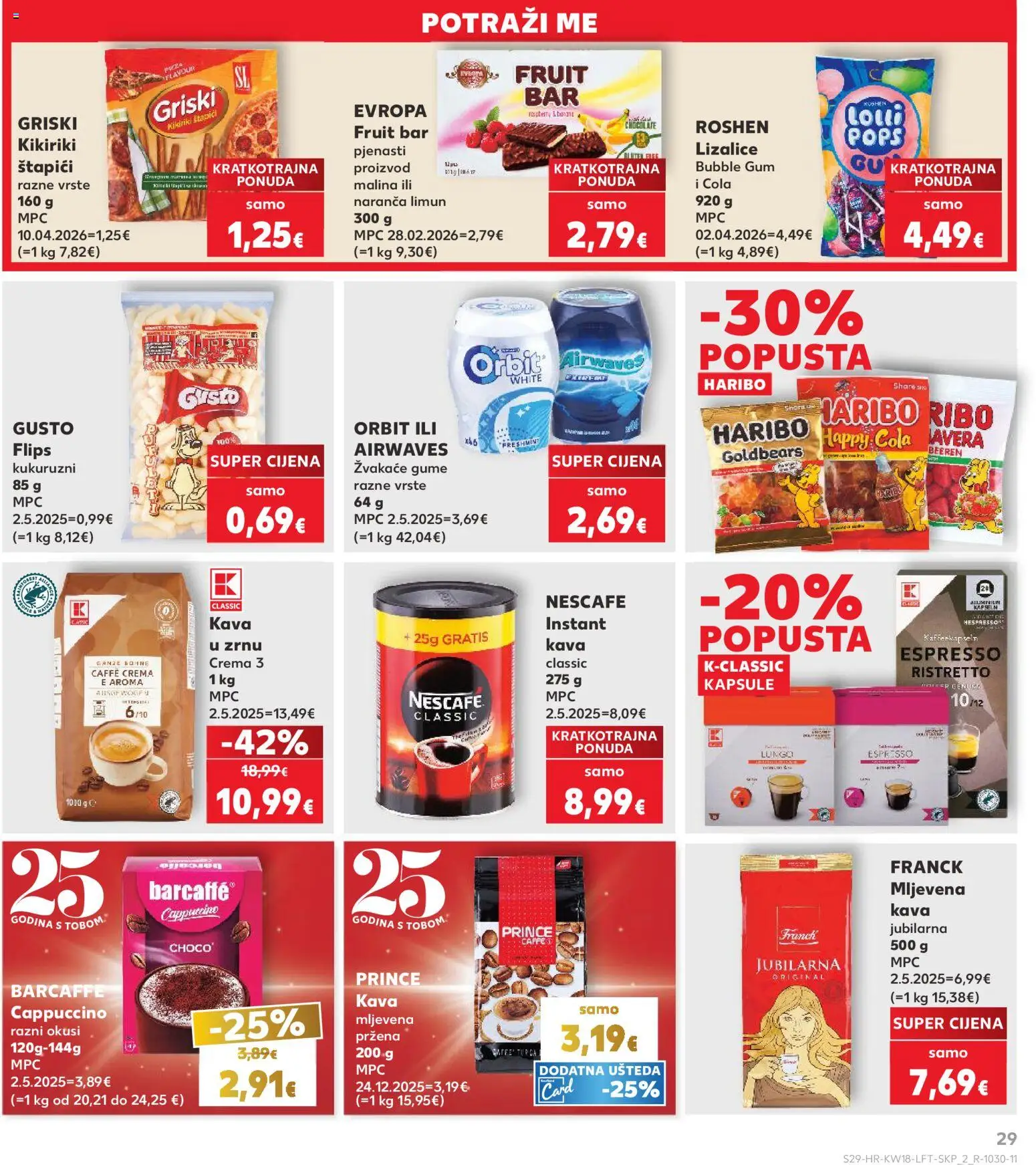 Kaufland katalog | vrijedi od 29.04.2026 | Stranica: 29 | Proizvodi: Flips, Mljevena kava, Kikiriki, Štapići