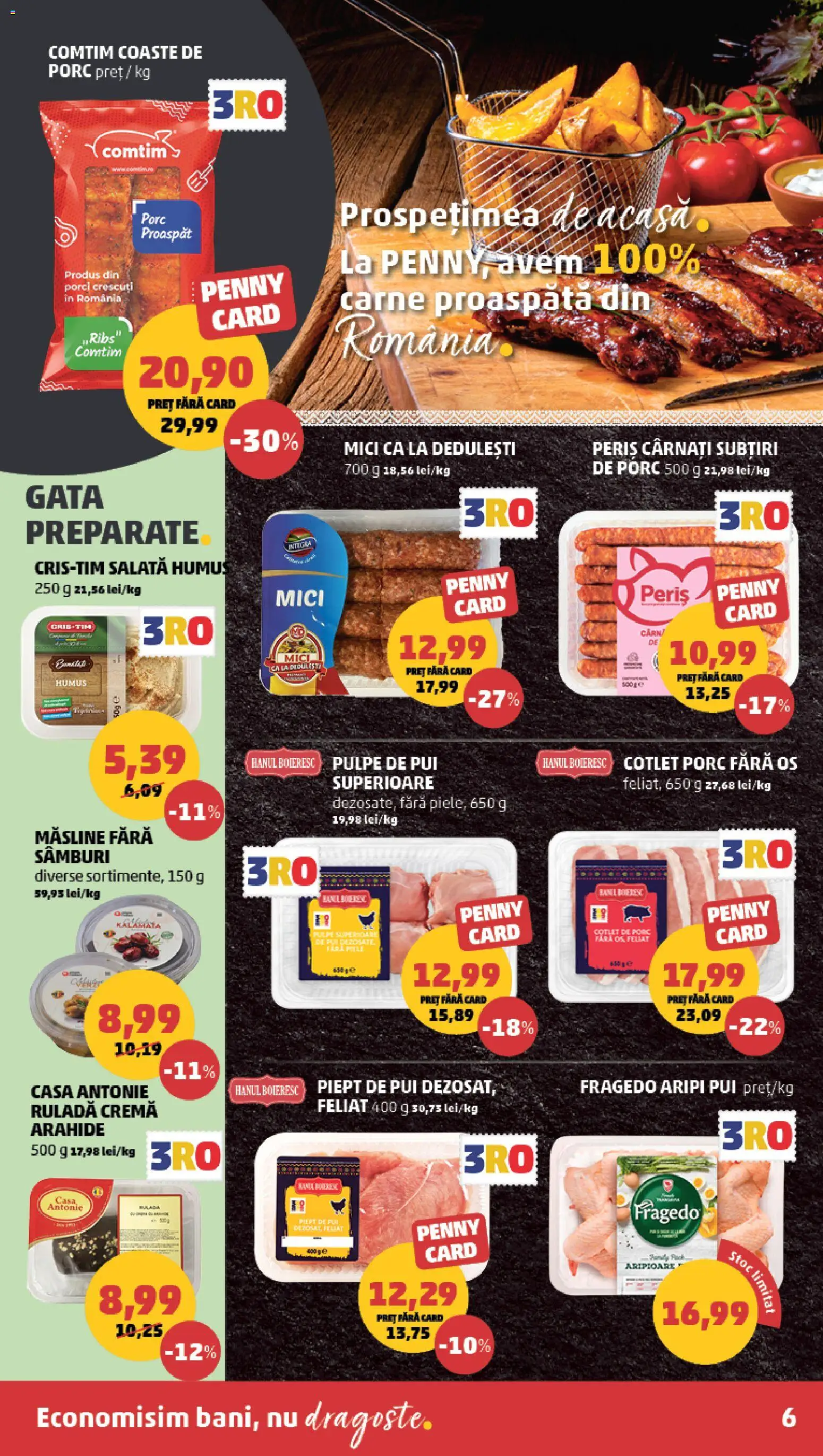 Noul catalog PENNY – valabil de la 25.03.2026 | Pagină: 6 | Produse: Cotlet porc, Cremă, Salată, Cârnați
