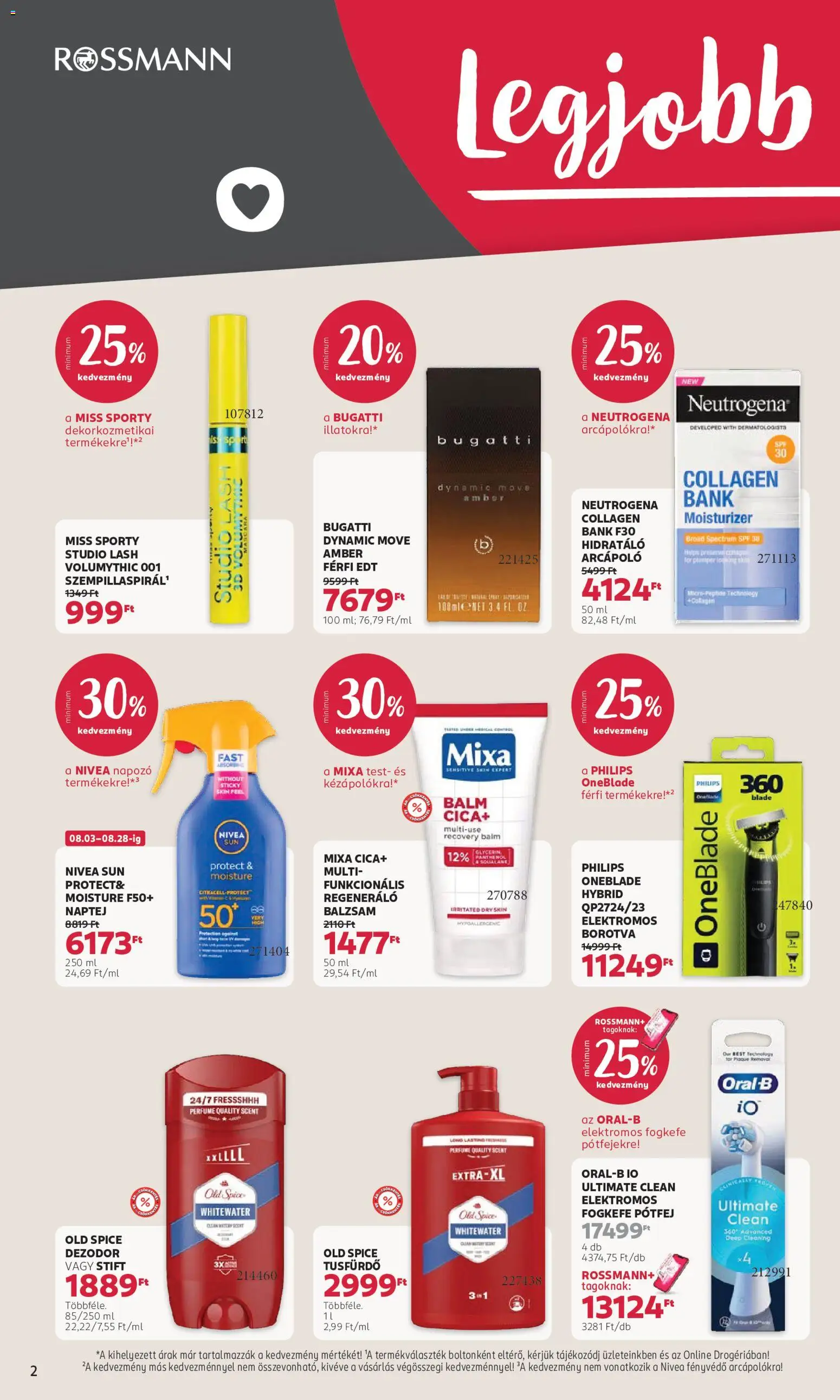 Rossmann akciós ujság - amely érvényes a következő dátumtól: 2026.08.17. | Oldal: 2 | Termékek: Old spice, Naptej, Tusfürdő, Dezodor