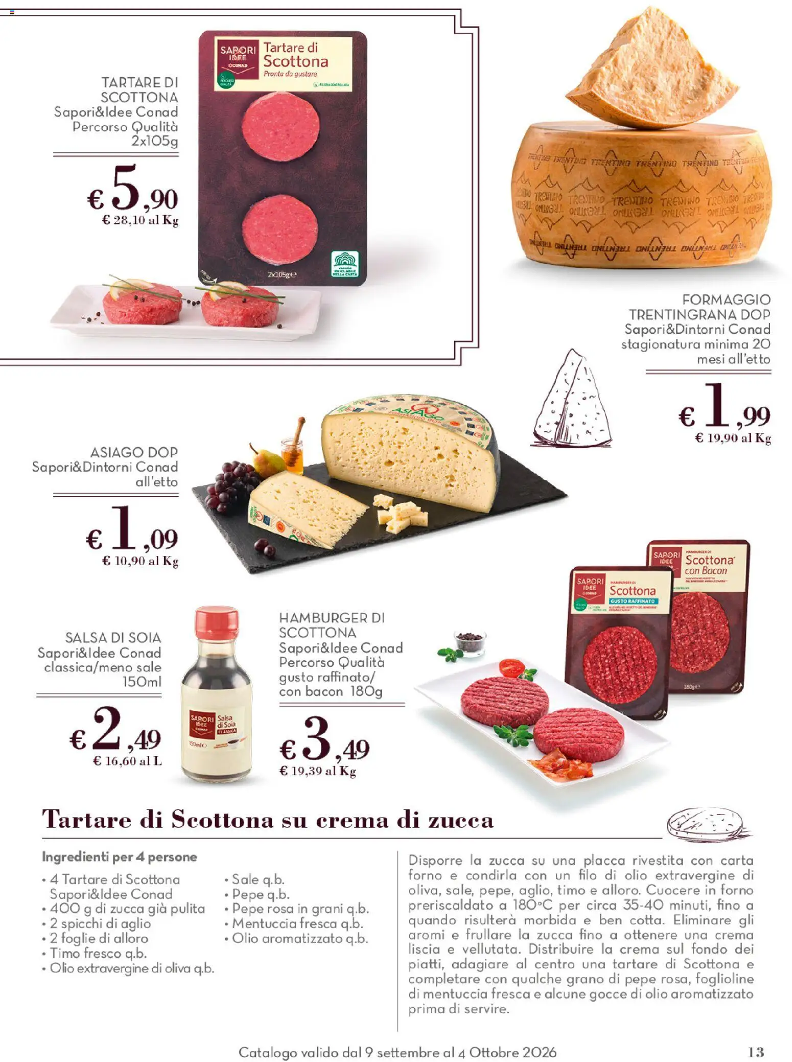 Volantino Conad del 09/09/2026 | Pagina: 13 | Prodotti: Salsa, Pepe, Olio, Hamburger