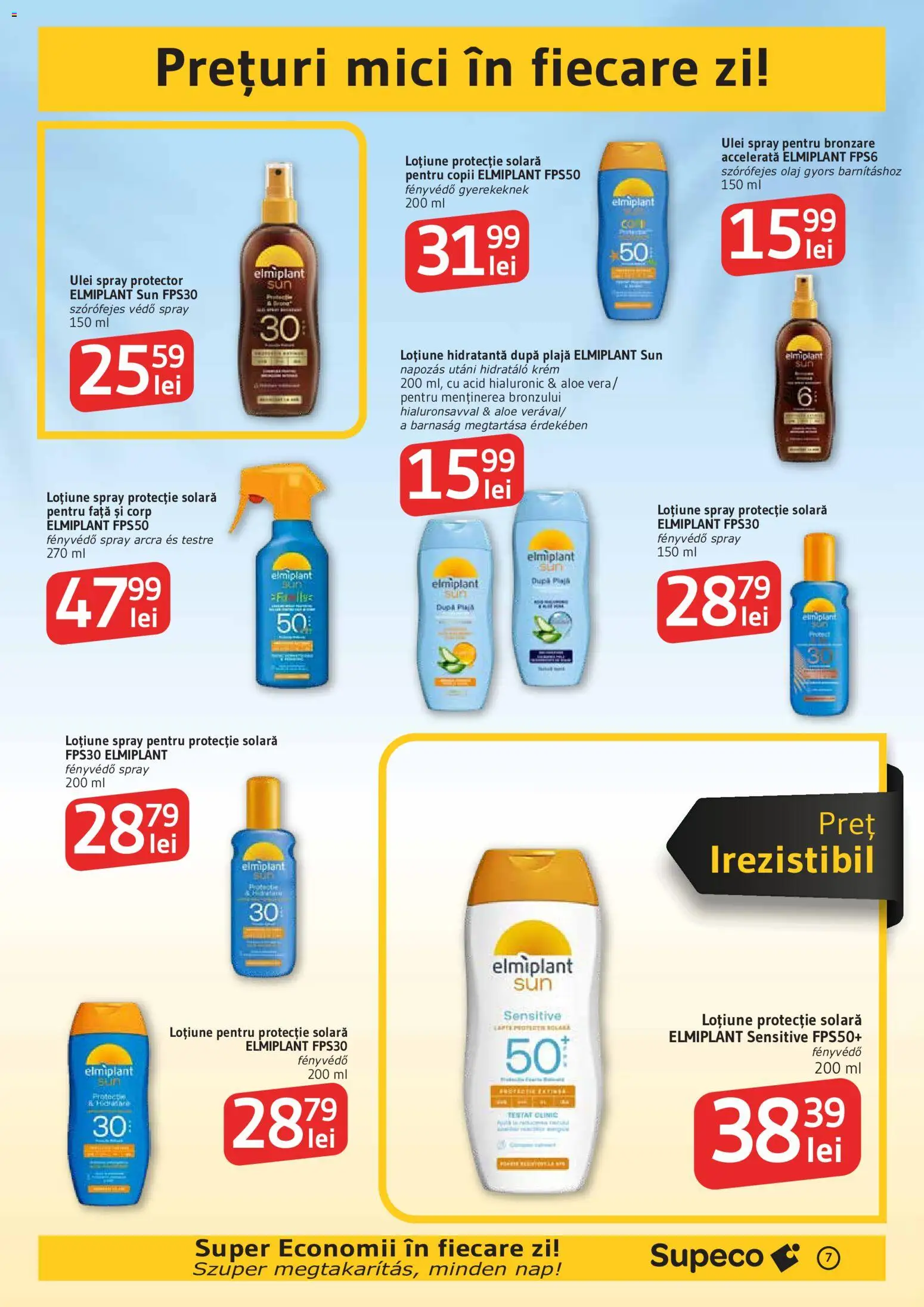 Noul catalog Supeco – valabil de la 11.06.2026 | Pagină: 7 | Produse: Mici, Ulei, Protecție solară, Loțiune protecție solară