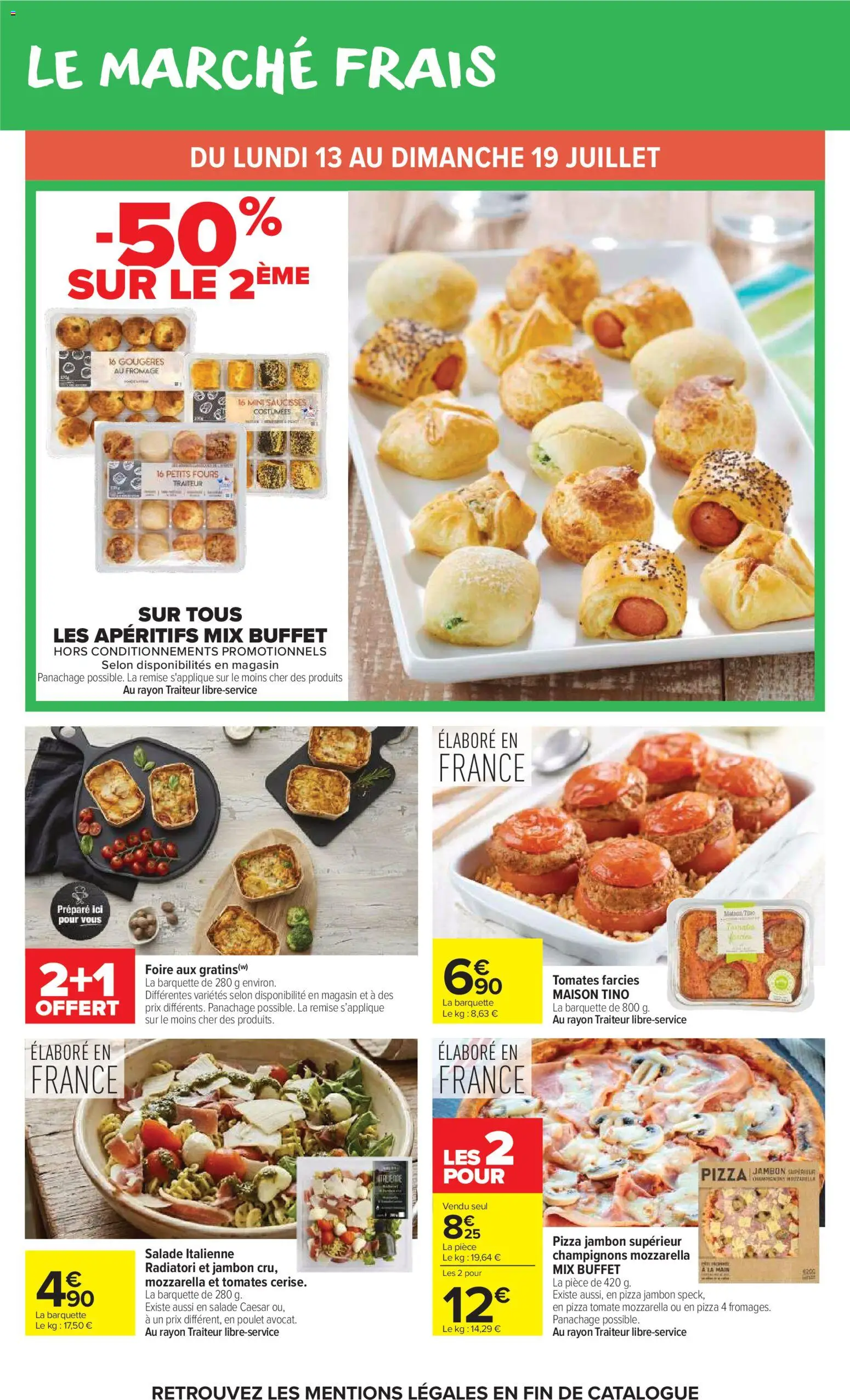 {H1} | Page: 25 | Produits: Salade, Mozzarella, Jambon, Pizza