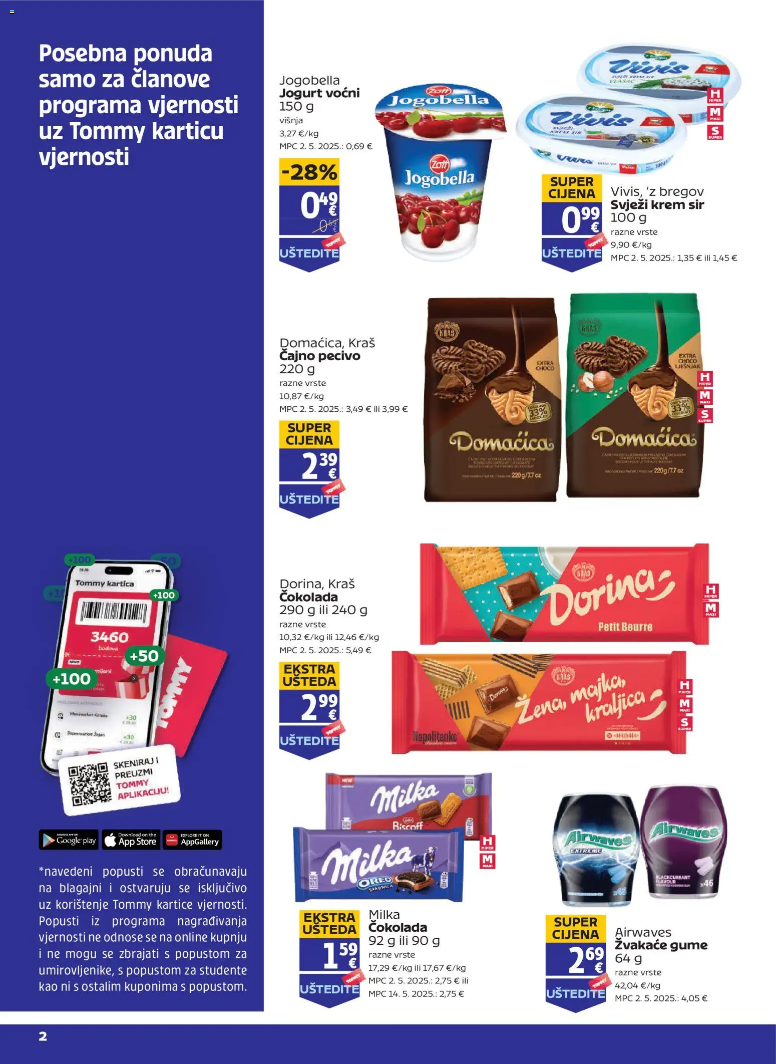 Tommy katalog | vrijedi od 05.06.2026 | Stranica: 2 | Proizvodi: Krem sir, Petit Beurre, Jogurt, Pecivo