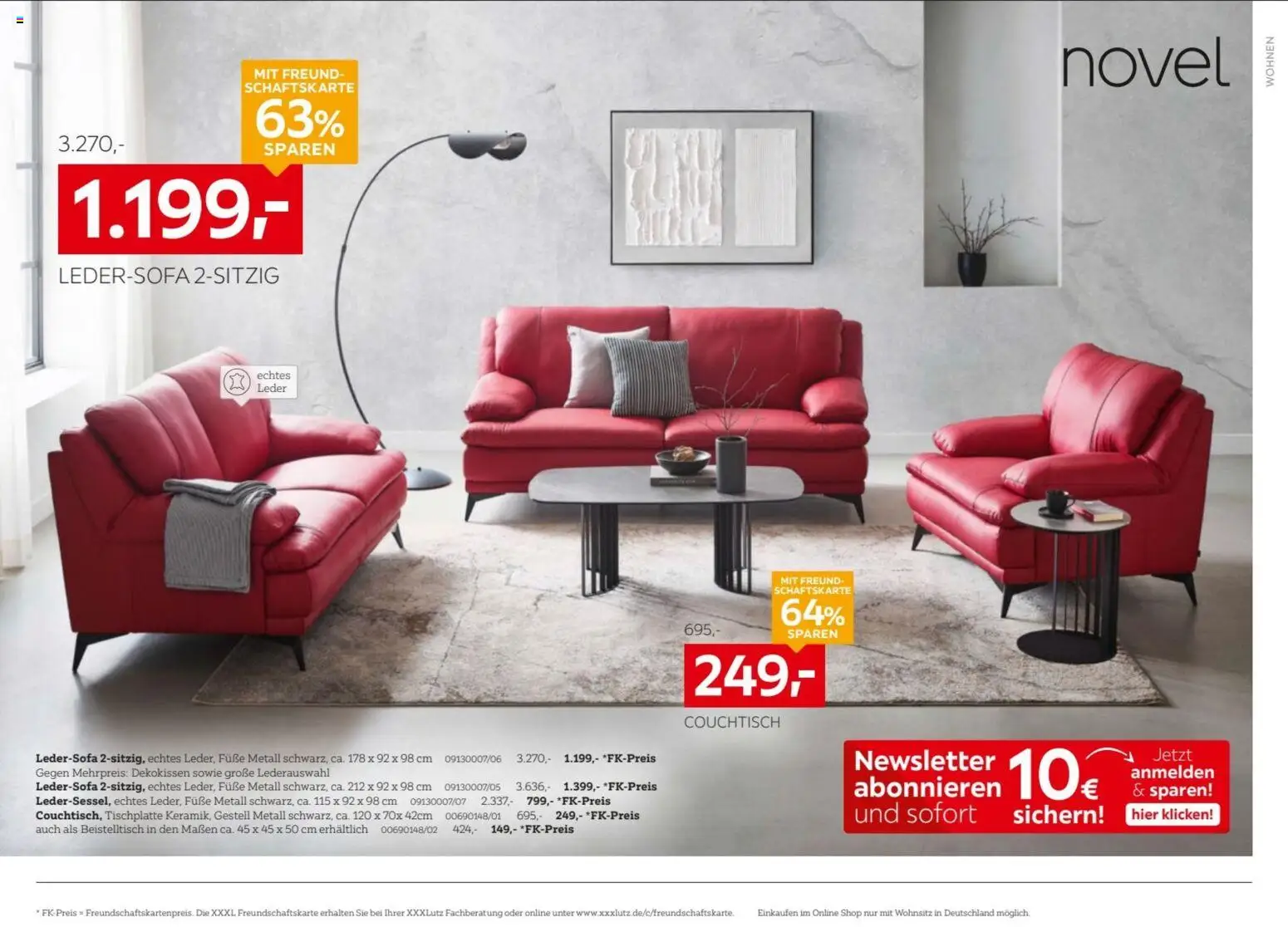 XXXLutz Nr. 1 beim Preis – gültig ab 01.08.2026 | Seite: 8 | Produkte: Ledersofa, Beistelltisch, Couchtisch