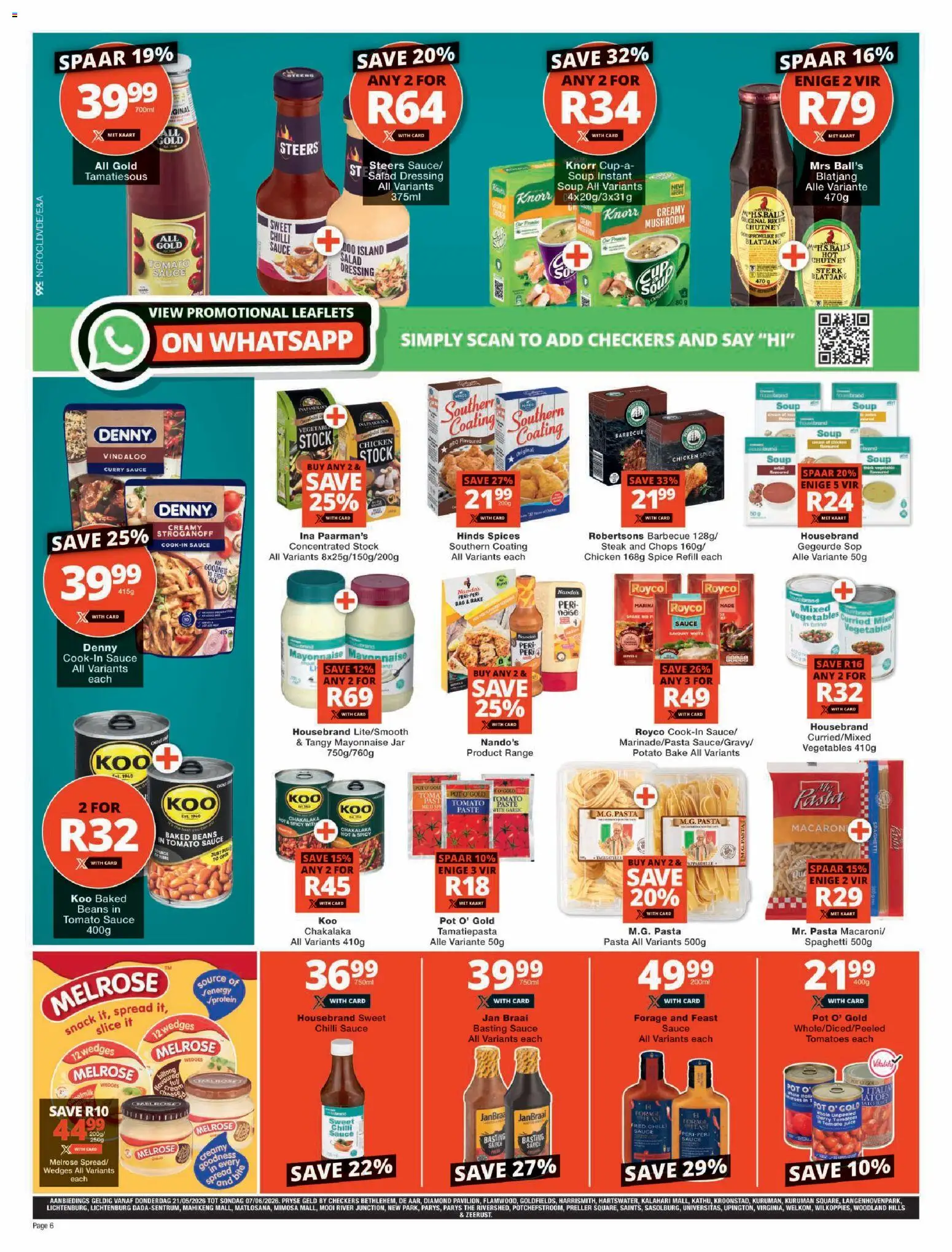 New Checkers catalogue – valid from 21.05.2026 | Page: 6 | Products: Chutney, Soup, Stock, Sauce
