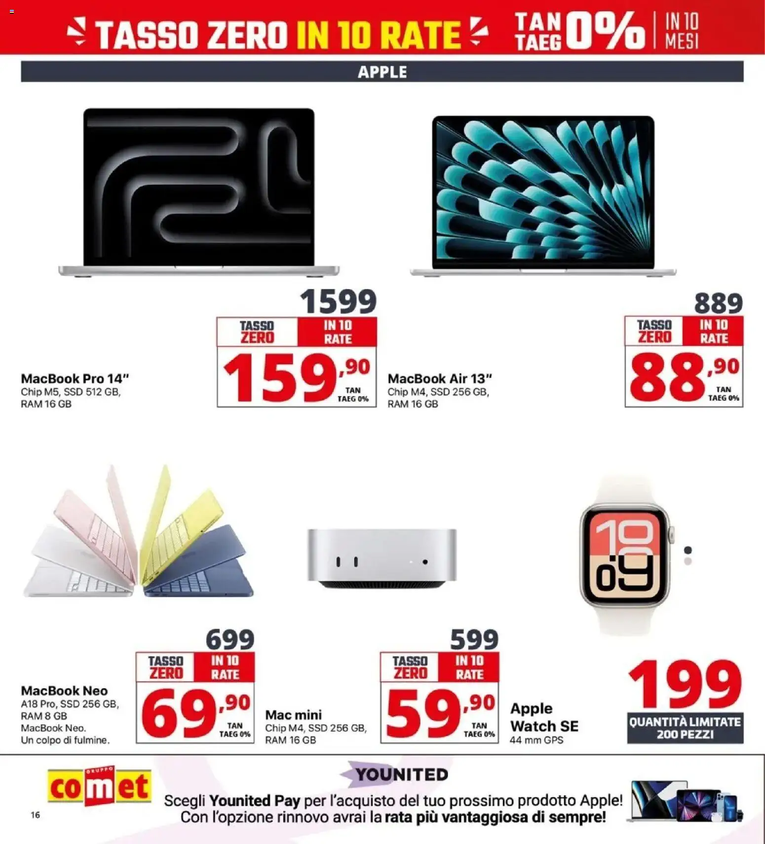 Volantino Comet del 10.04.2026 | Pagina: 16 | Prodotti: Macbook air, Macbook