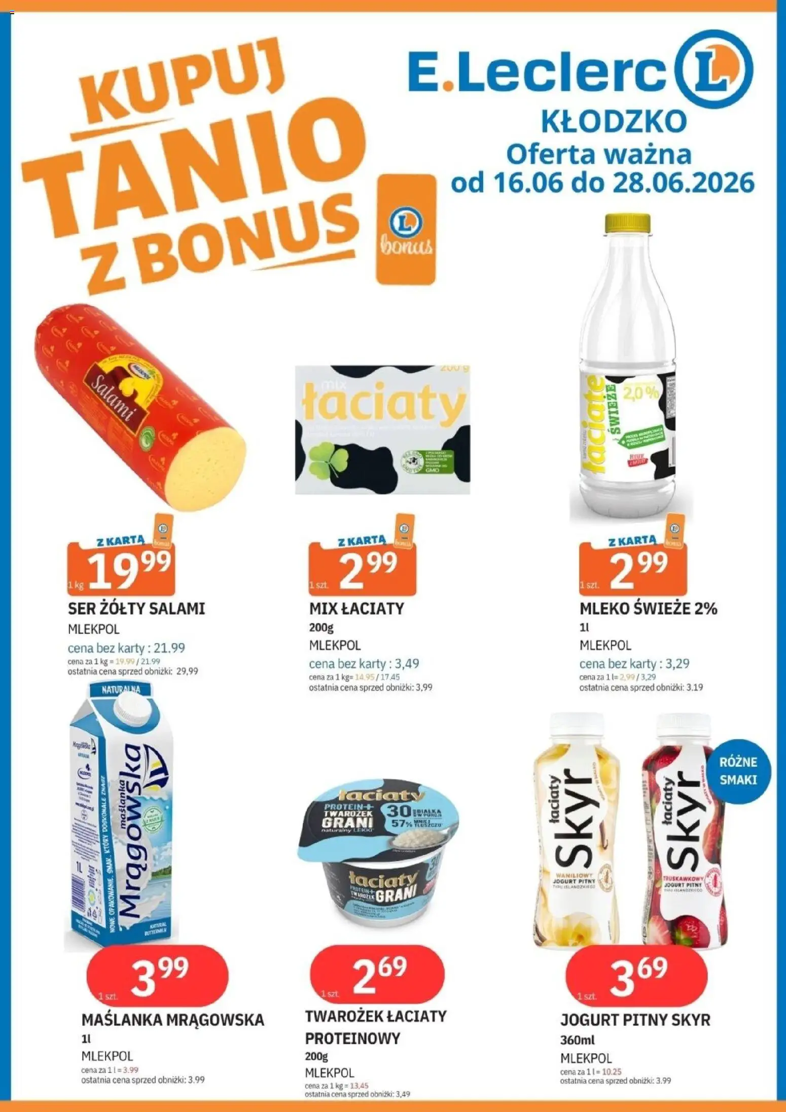 E.Leclerc gazetka - Kłodzko od 16.06.2026 | Strona: 2 | Produkty: Mleko, Ser, Jogurt, Skyr