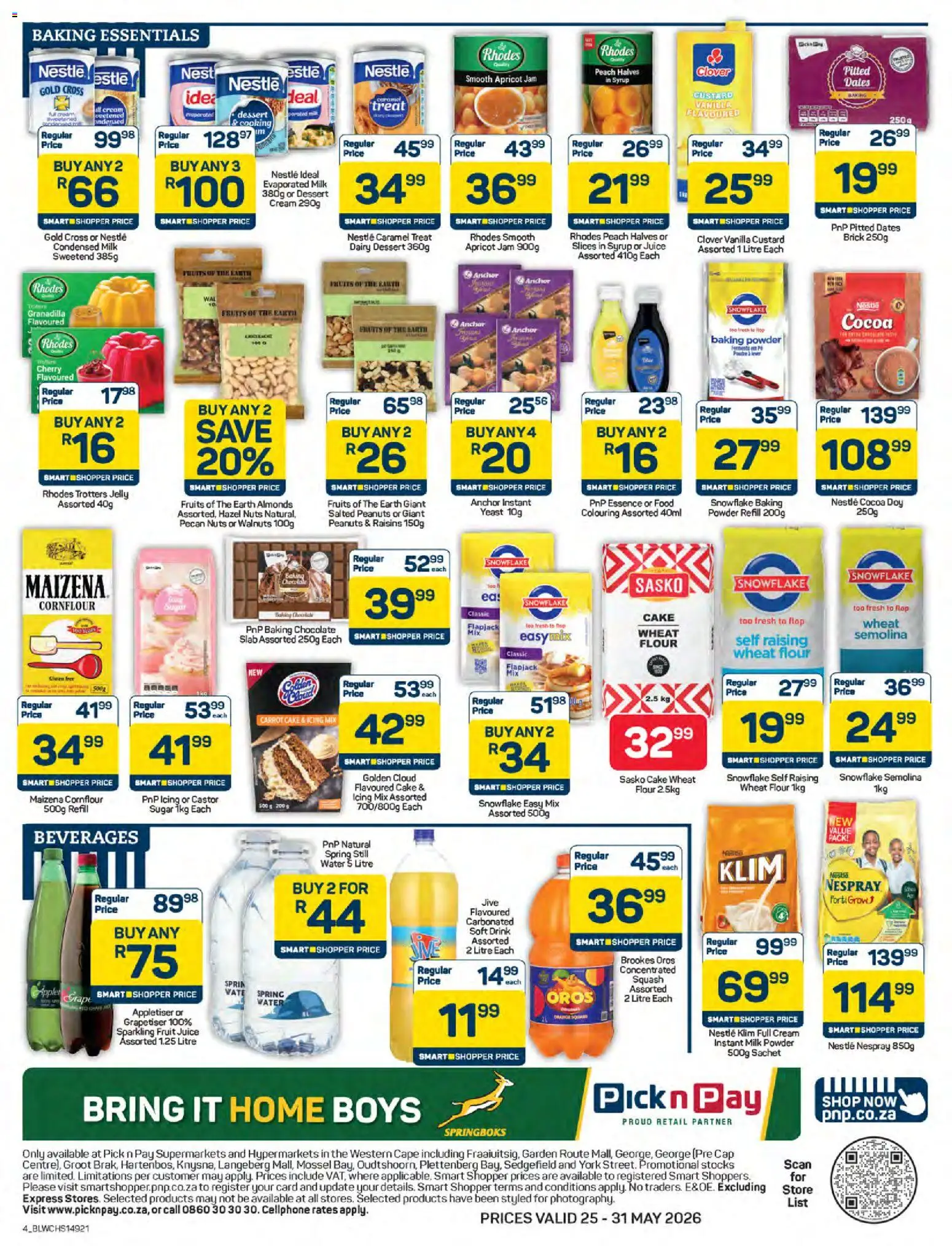 New Pick n Pay catalogue – valid from 25.05.2026 | Page: 4 | Products: Flour, Juice, Water, Fruit