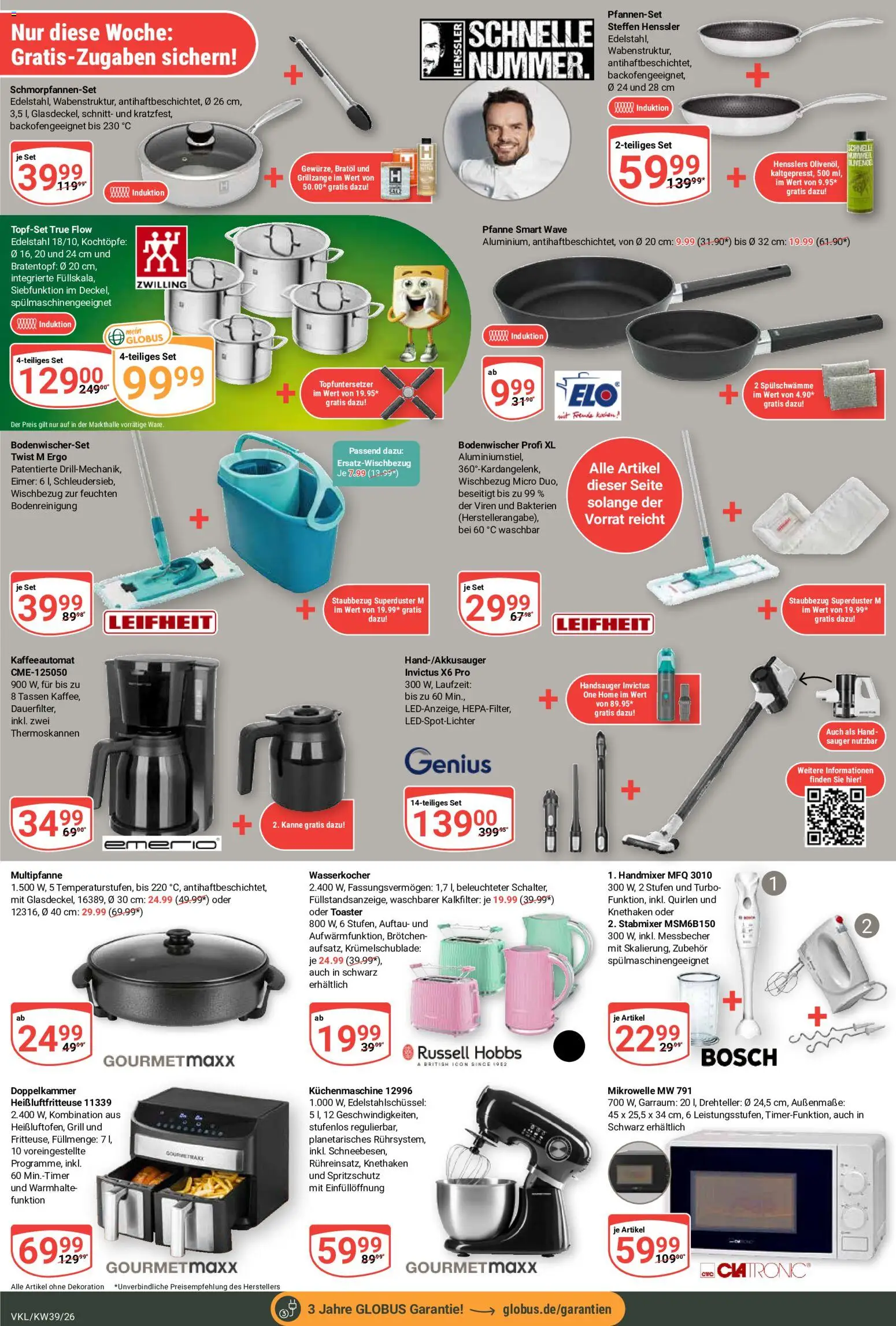 Globus Prospekt Völklingen – gültig ab 21.09.2026 | Seite: 27 | Produkte: Bosch, Mikrowelle, Stabmixer, Heißluftfritteuse
