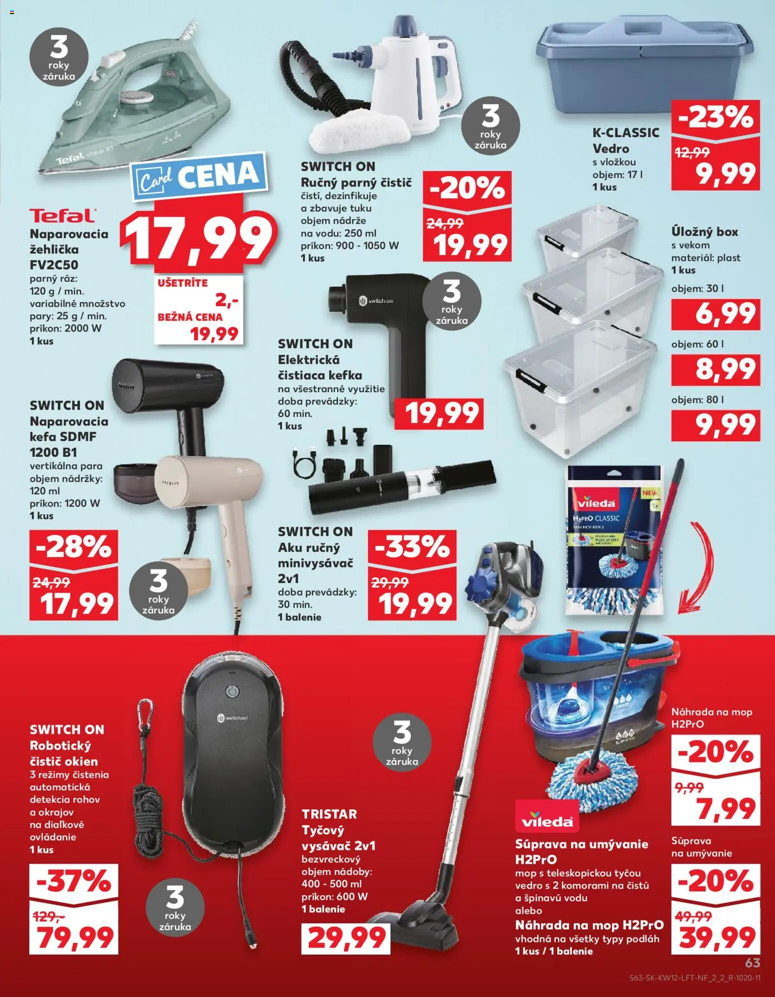 Nové Kaufland akcie – leták je platný od 19.03.2026 | Strana: 63 | Produkty: Naparovacia žehlička, Žehlička, Čistič okien, Parný čistič