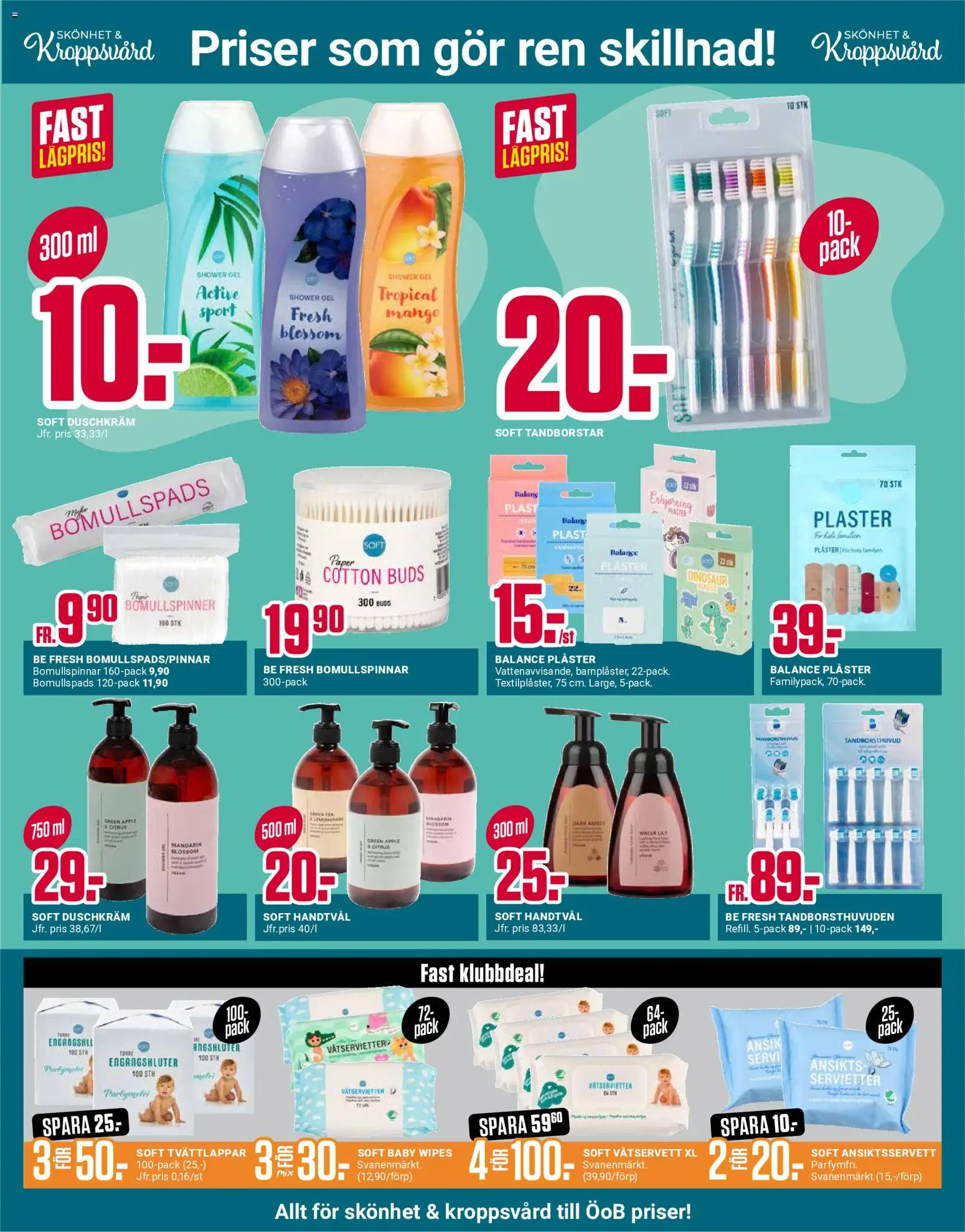 ÖoB reklamblad aktuell från 20/07/2026 | Sida: 8 | Produkter: Våtservett, Plåster, Pads, Duschkräm