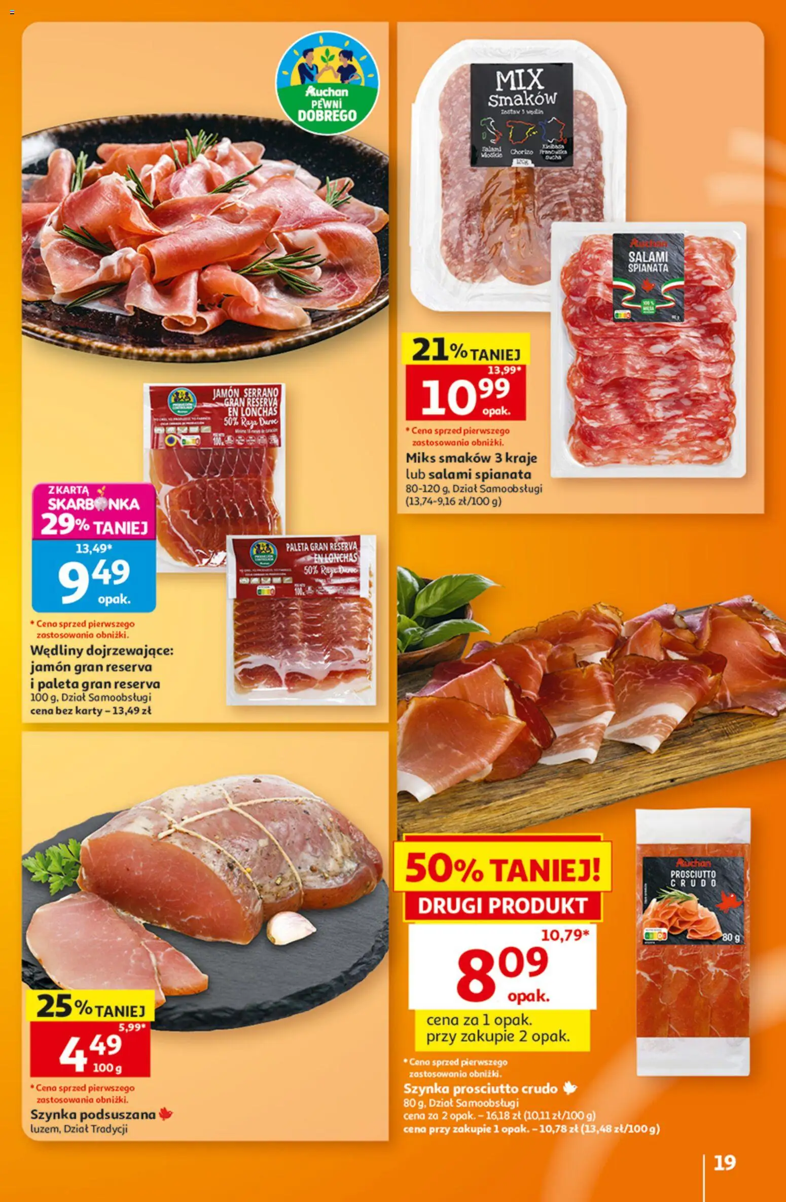 Auchan gazetka - Hipermarket od 08.10.2026 | Strona: 19 | Produkty: Szynka, Jamón Serrano, Salami, Wędliny