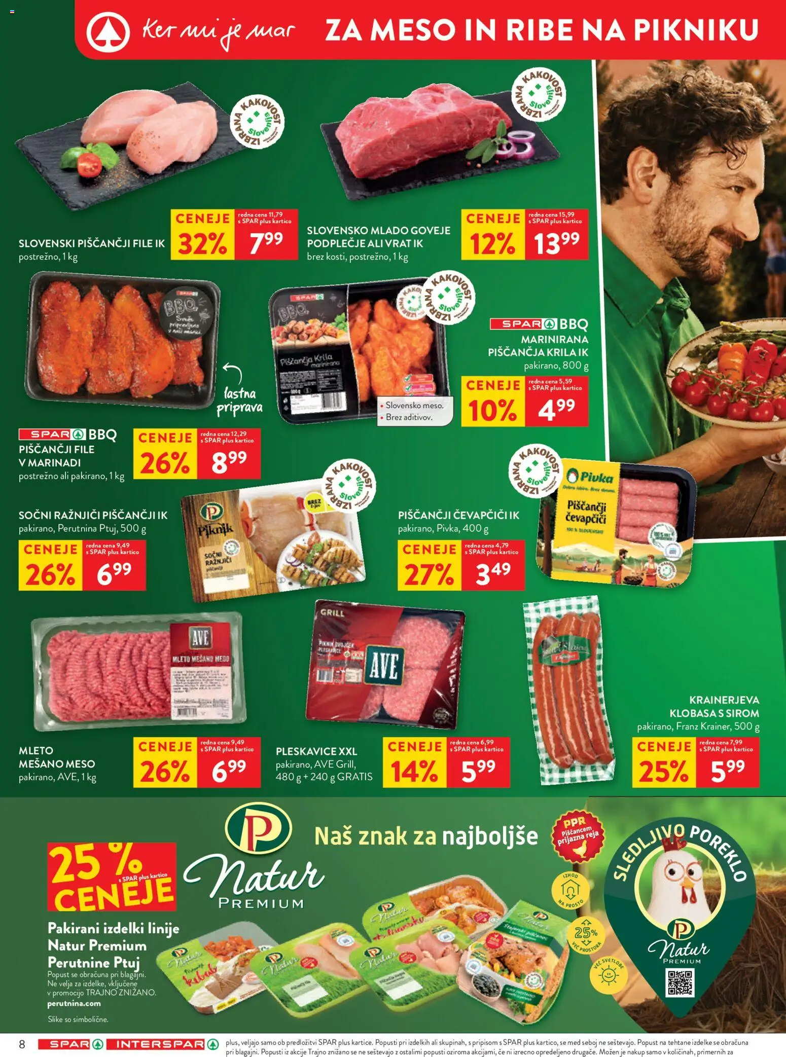 Novi Spar katalog ponudbe – veljaven od 26.08.2026 | Stran: 10 | Izdelki: Med, Piščančja krila, Pleskavice, Ribe