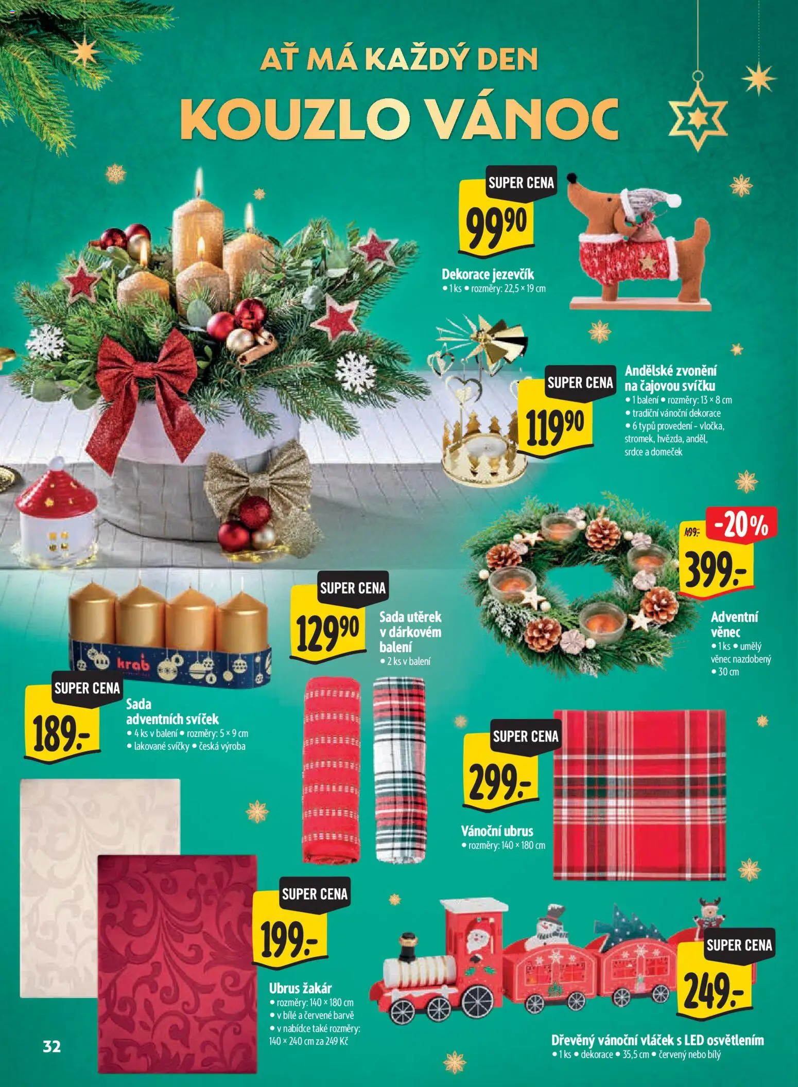 Albert leták - Hypermarket Kouzlo Vánoc od 29.10.2026 | Strana: 32 | Produkty: Svíčky, Vánoční dekorace, LED, Dekorace