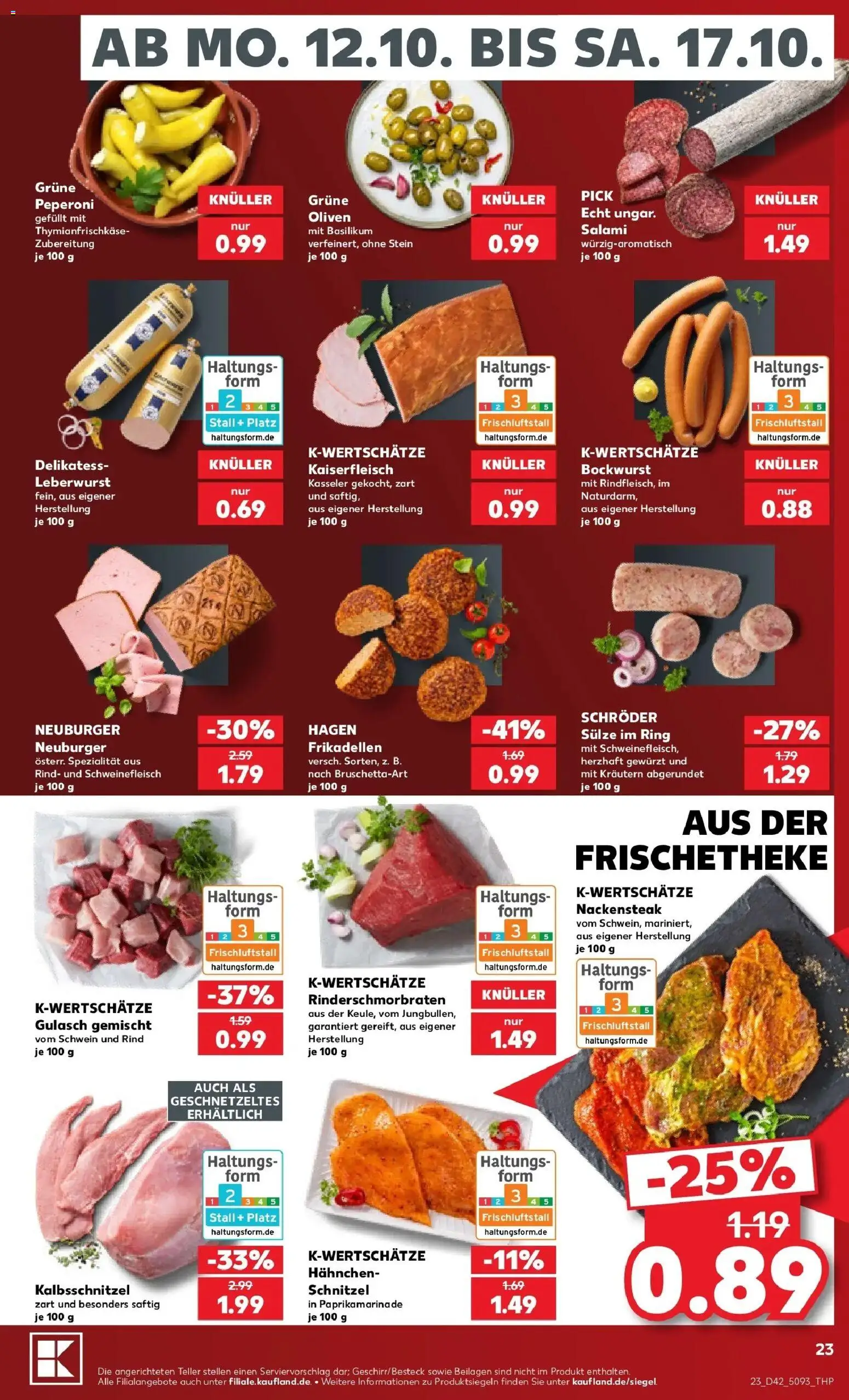 Prospekt Kaufland ab 12.10.2026 » Angebote Online zum Blättern | Seite: 27 | Produkte: Beilagen, Bockwurst, Salami, Schweinefleisch