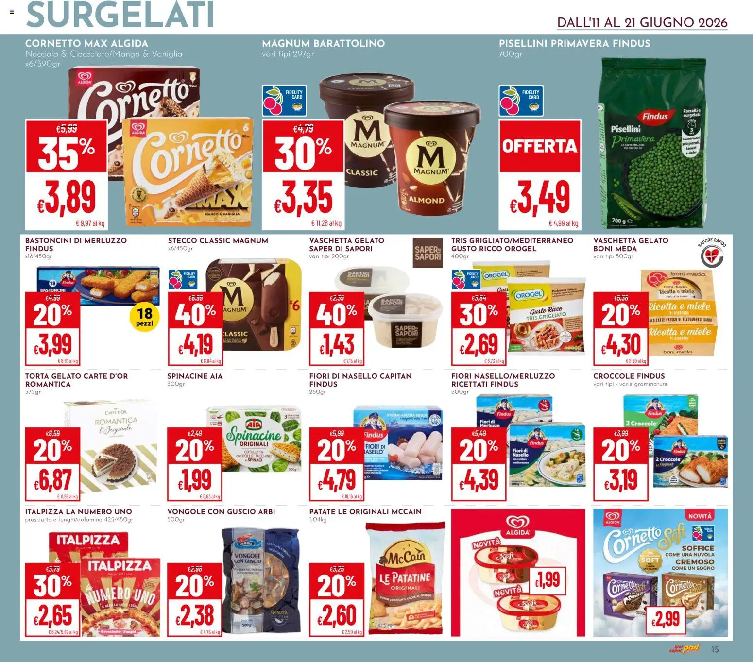 Volantino Pan del 11.06.2026 | Pagina: 15 | Prodotti: Patatine, Vongole, Mango, Nasello