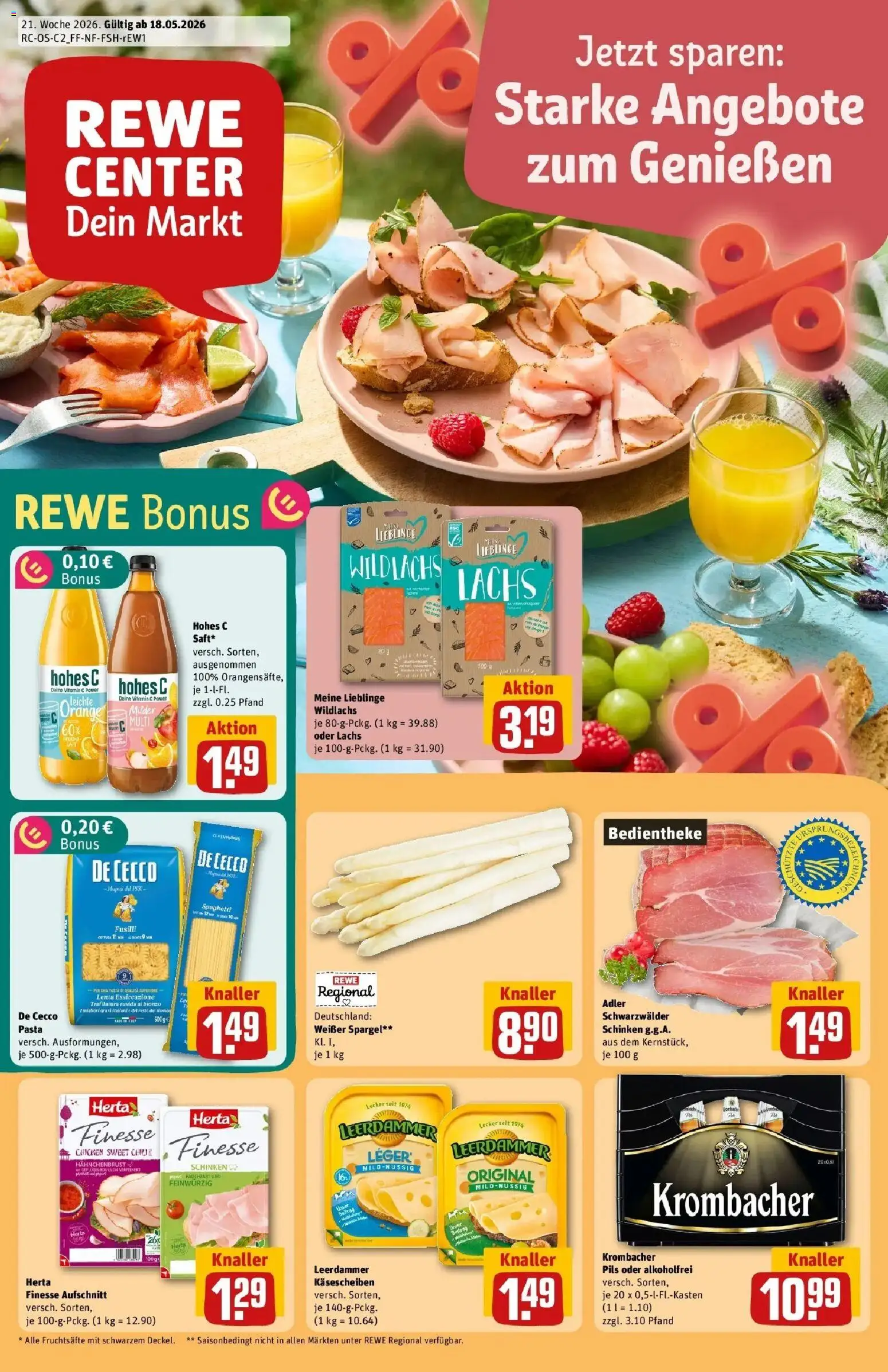 Rewe Prospekt Lutherstadt Eisleben – gültig ab 17.05.2026 | Seite: 1 | Produkte: Leerdammer, Krombacher, Pasta, Hahnchenbrust