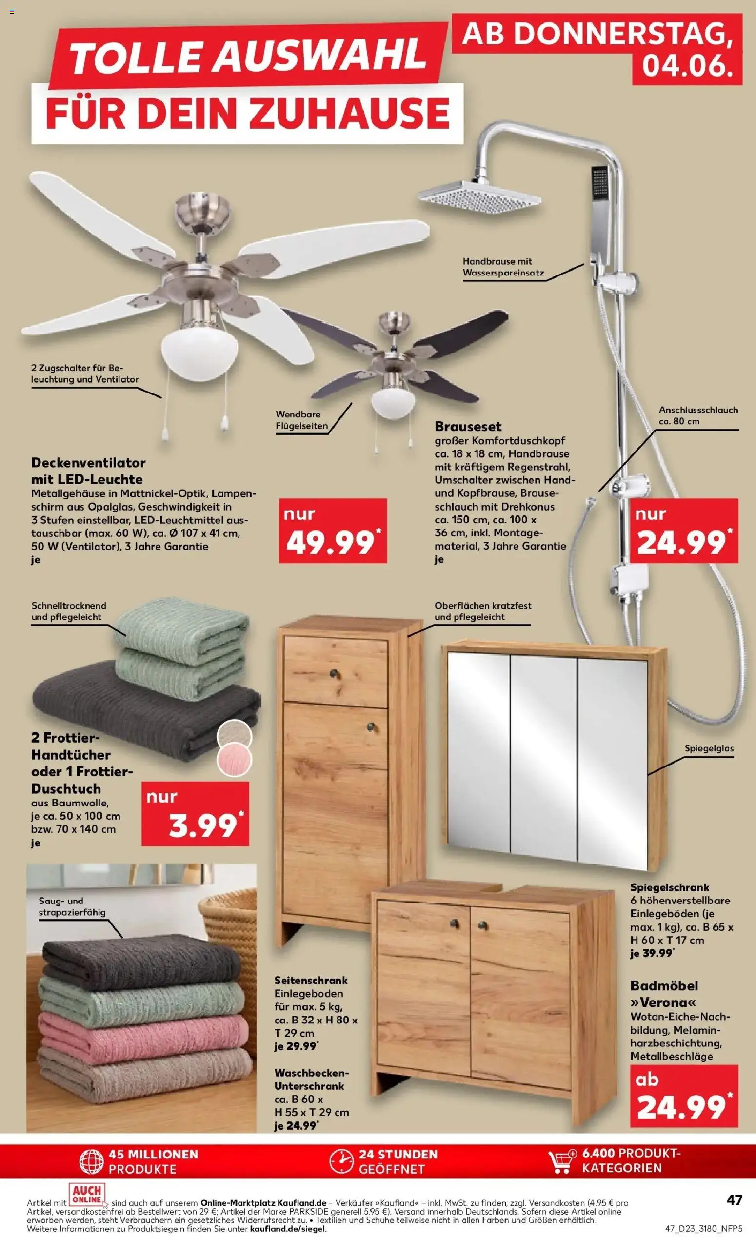 Kaufland Prospekt Zeitz – gültig ab 04.06.2026 | Seite: 47 | Produkte: Ventilator, Waschbecken, Unterschrank, Lampenschirm