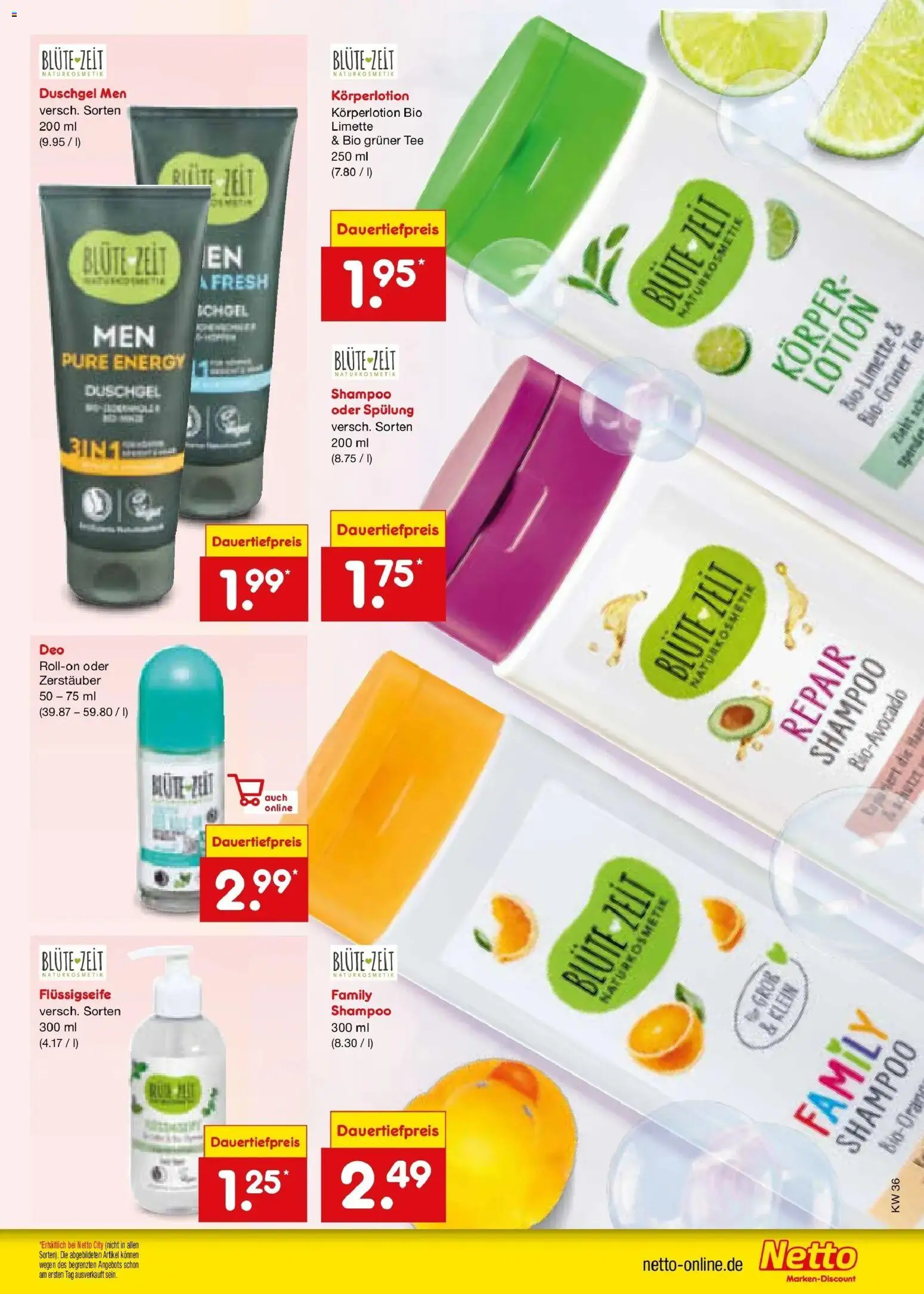 Netto Marken-Discount Prospekt Kremmen (ab 31.08.2026) » Angebote | Seite: 33 | Produkte: Duschgel, Körperlotion, Limette, Tee