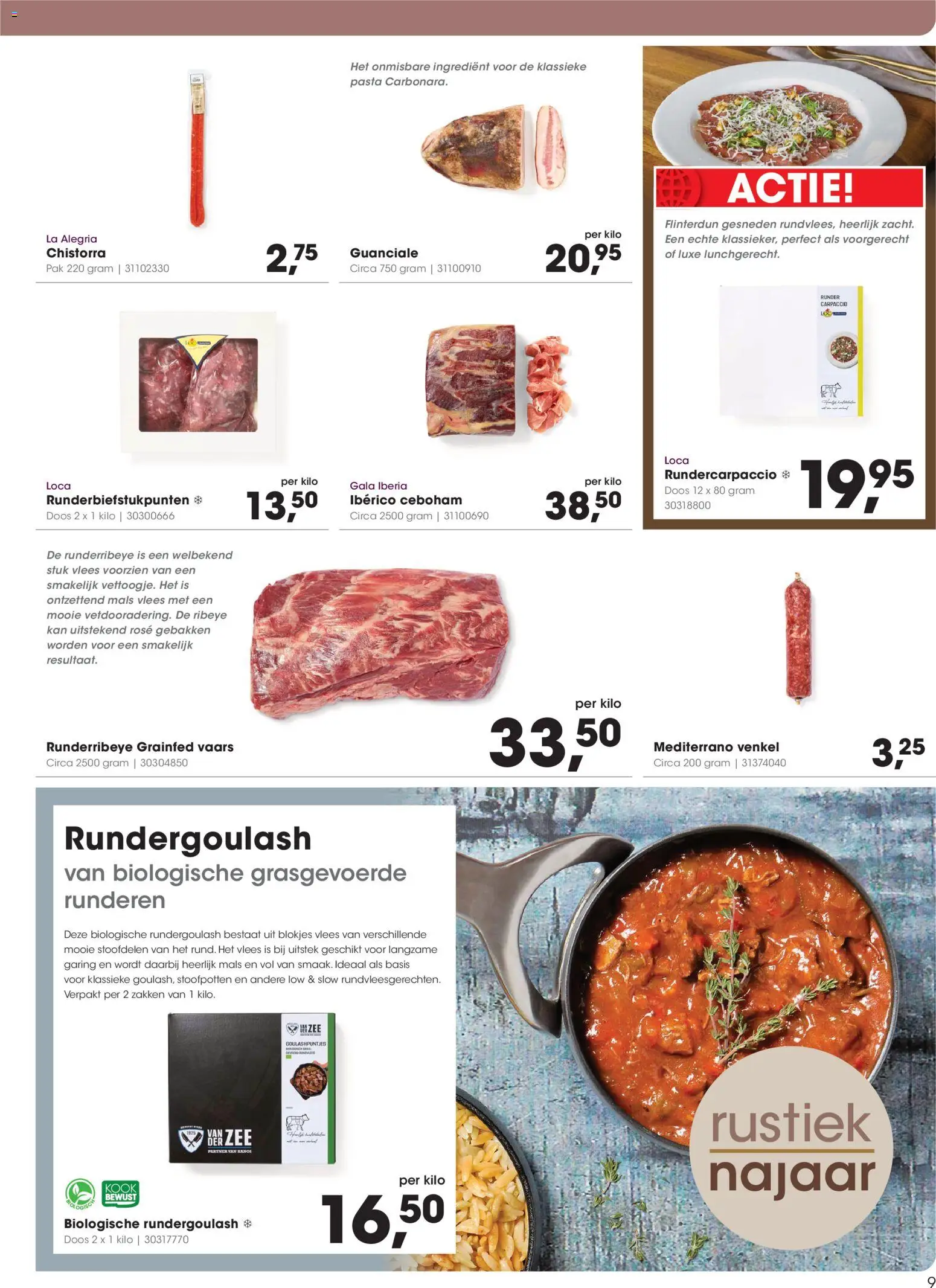 {H1} | Pagina: 9 | Producten: Vlees, Pasta, Carpaccio, La