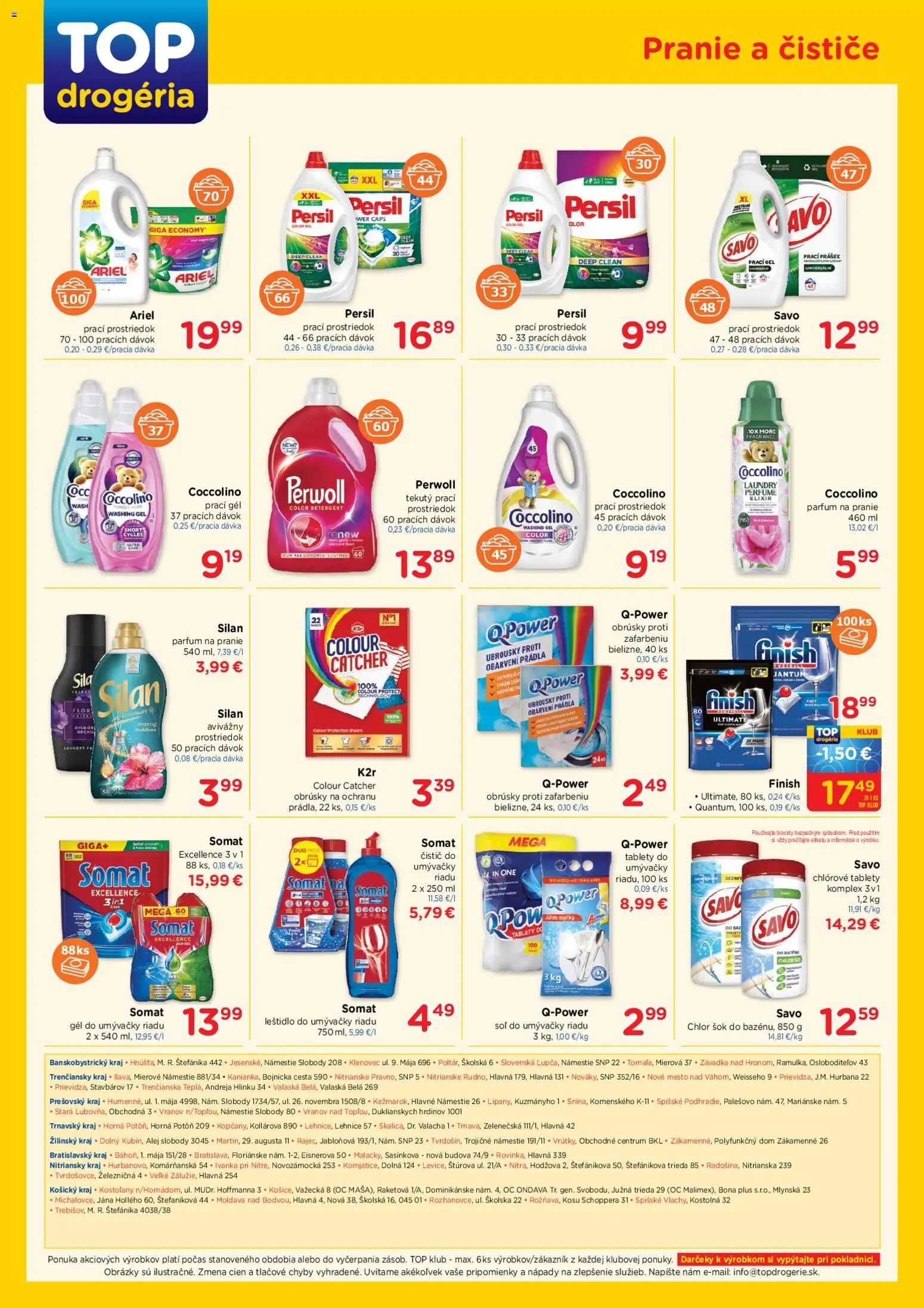 Nové TOP Drogéria akcie – leták je platný od 01.06.2026 | Strana: 4 | Produkty: Persil, Silan, Soľ, Coccolino