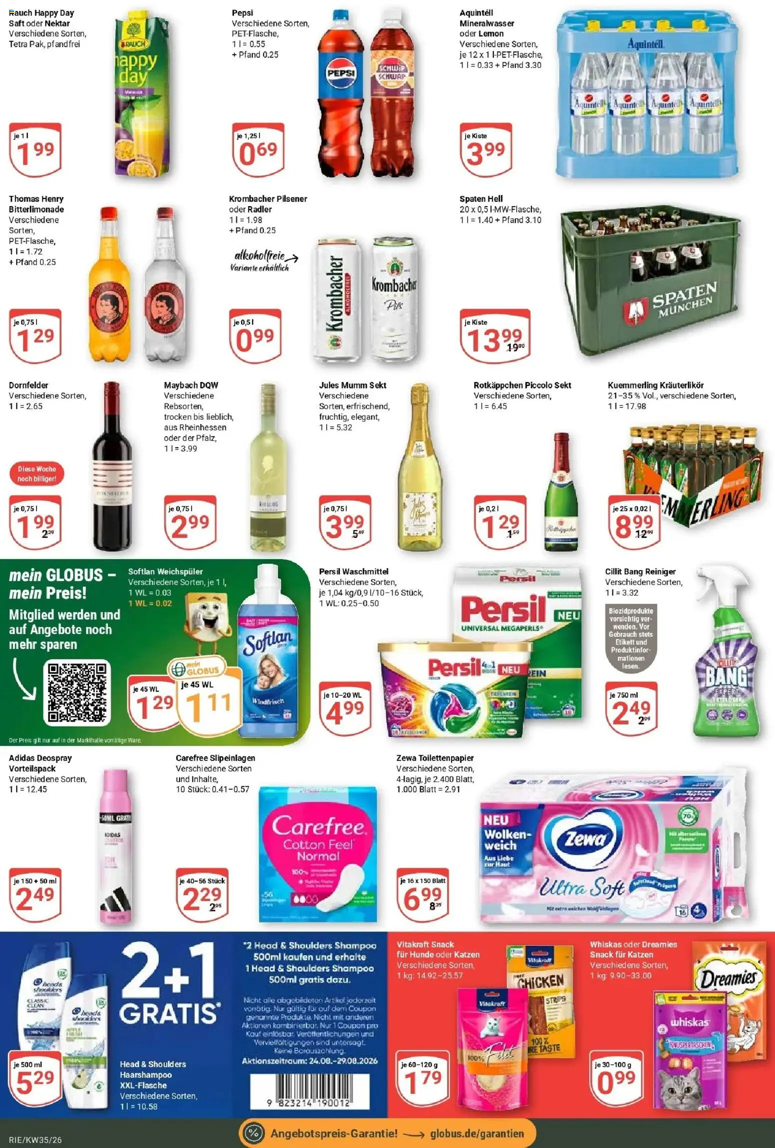 Globus Prospekt Bochum-Riemke – gültig ab 24.08.2026 | Seite: 8 | Produkte: Shampoo, Jules mumm, Krombacher, Persil