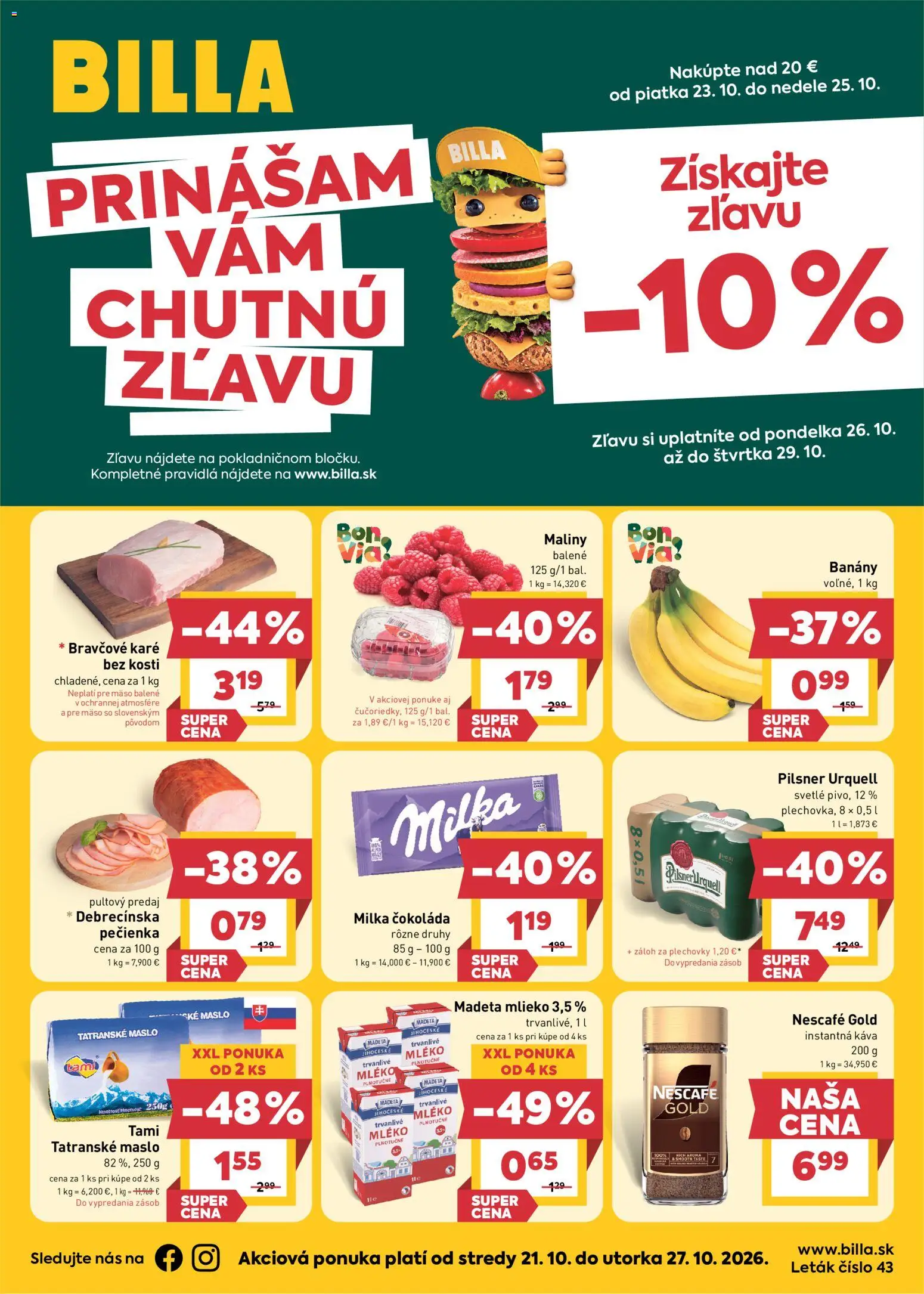 Nové Billa akcie – leták je platný od 21.10.2026 | Strana: 1