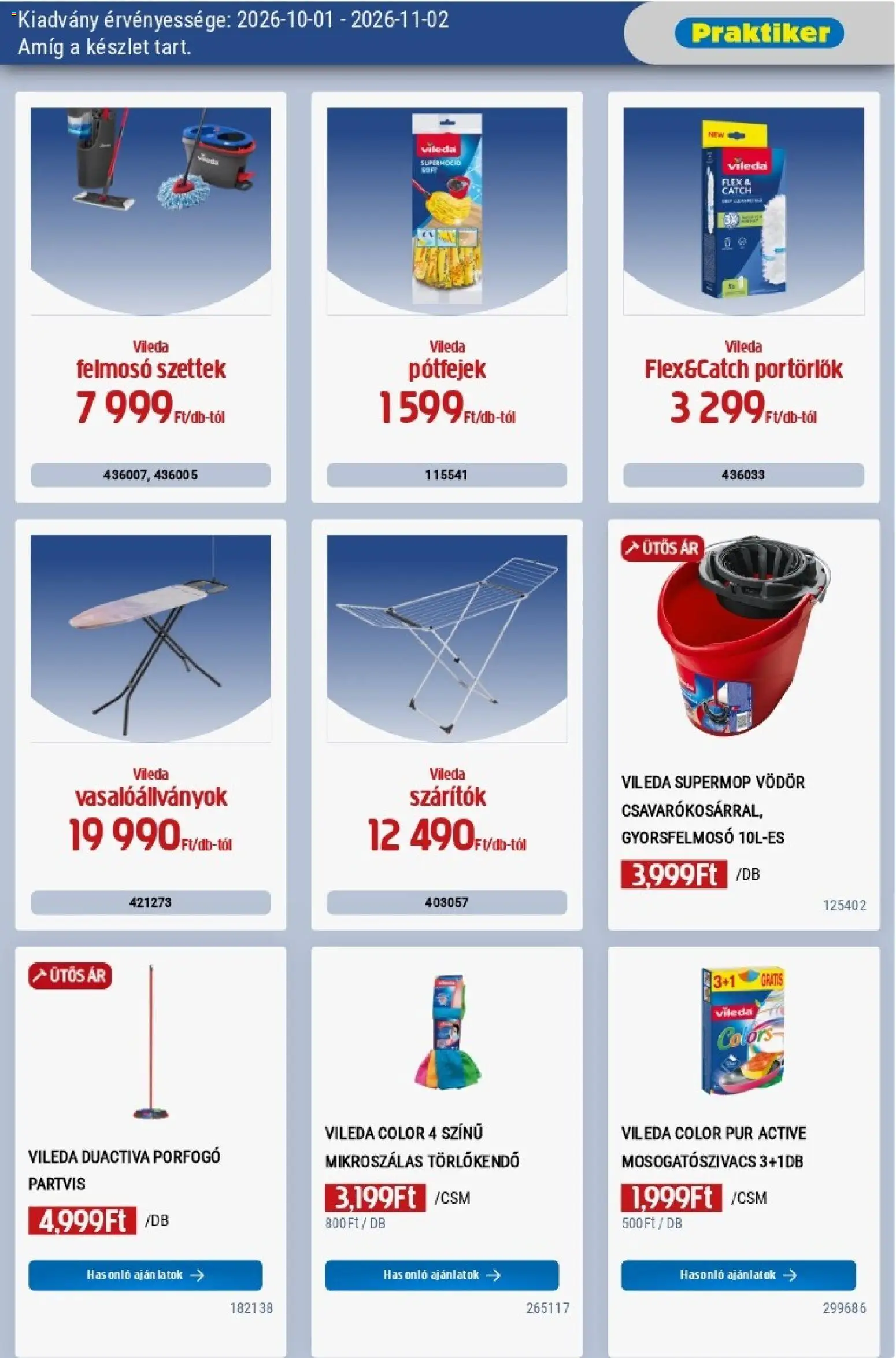 Praktiker akciós ujság - amely érvényes a következő dátumtól: 2026.10.01. | Oldal: 35 | Termékek: Felmosó, Törlőkendő, Vödör, Vileda