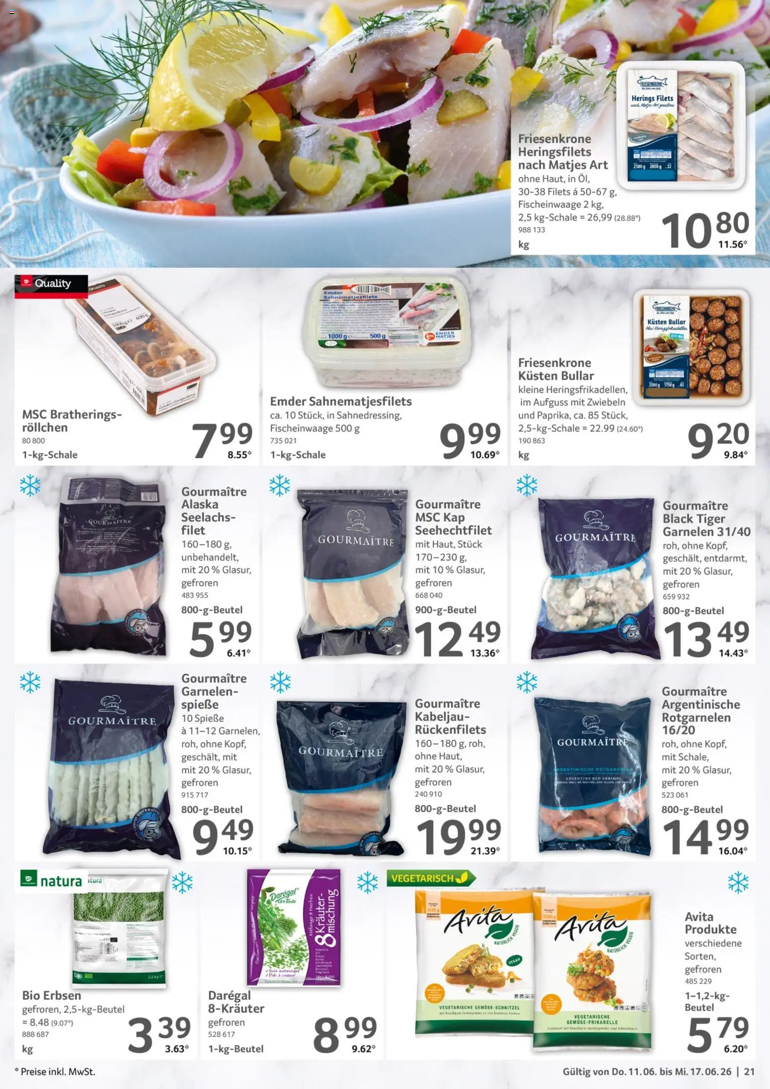 Selgros Prospekt – gültig ab 11.06.2026 | Seite: 21 | Produkte: Spieße, Garnelen, Zwiebeln, Erbsen