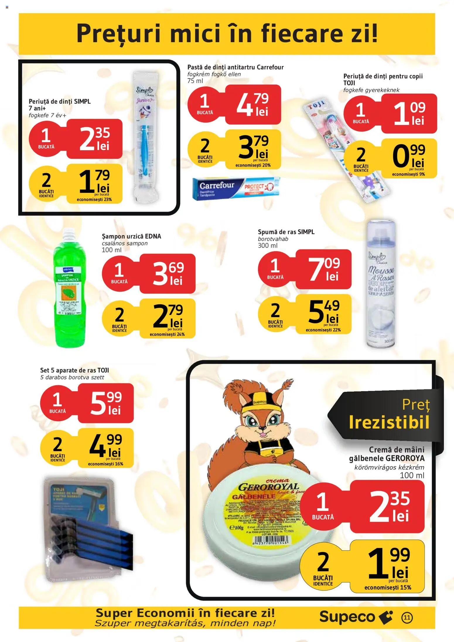 Noul catalog Supeco – valabil de la 27.08.2026 | Pagină: 11 | Produse: Mici, Spumă de ras, Cremă de mâini, Pastă de dinți