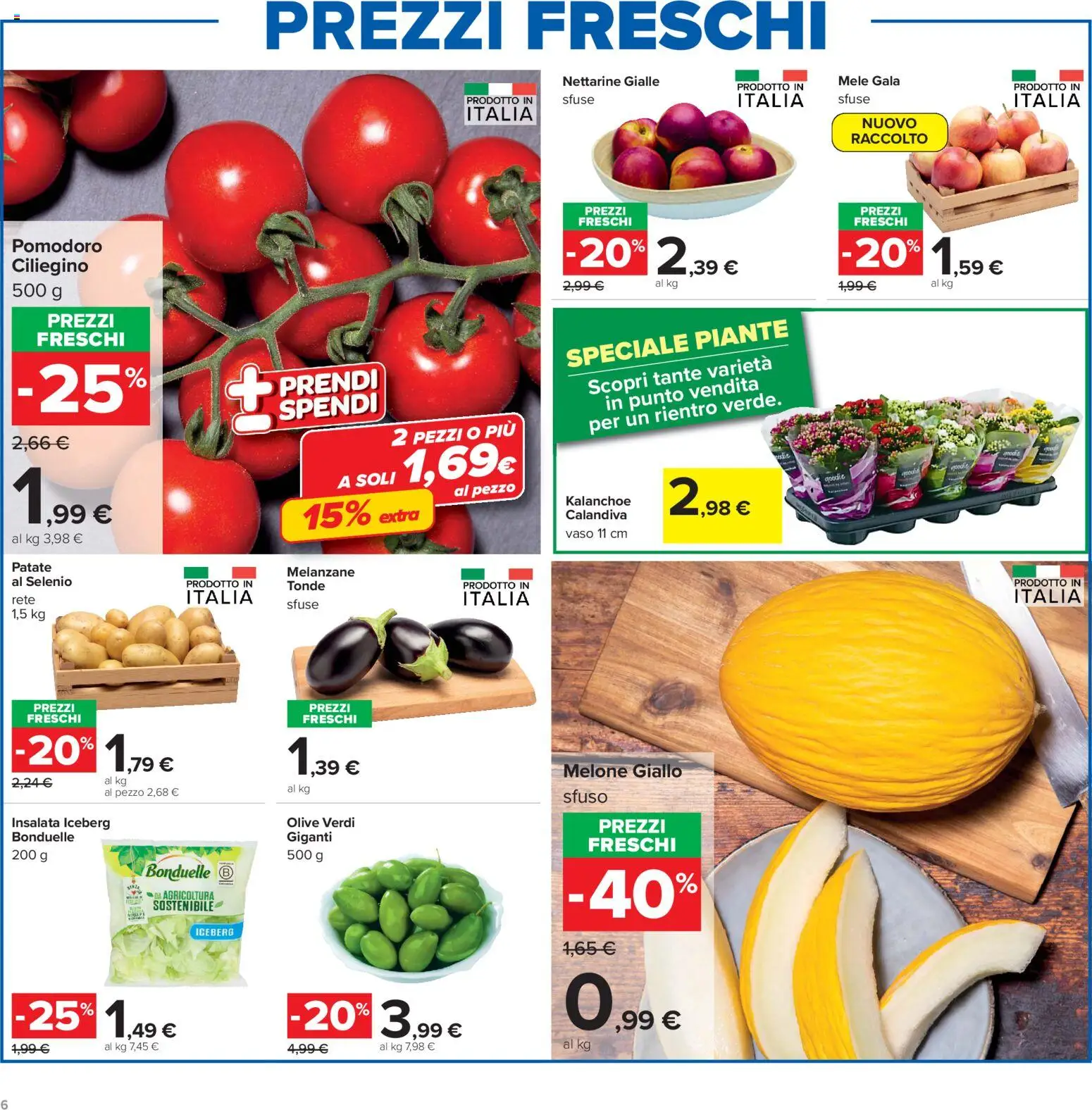Volantino Carrefour del 20/08/2026 | Pagina: 6 | Prodotti: Mele, Melone, Nettarine, Melanzane