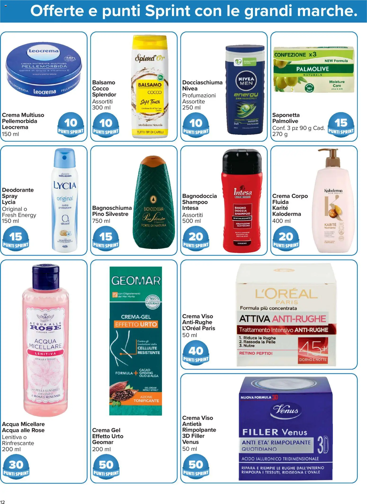 Volantino Carrefour del 05.06.2026 | Pagina: 12 | Prodotti: Acqua micellare, Bagnoschiuma, Crema viso, Doccia