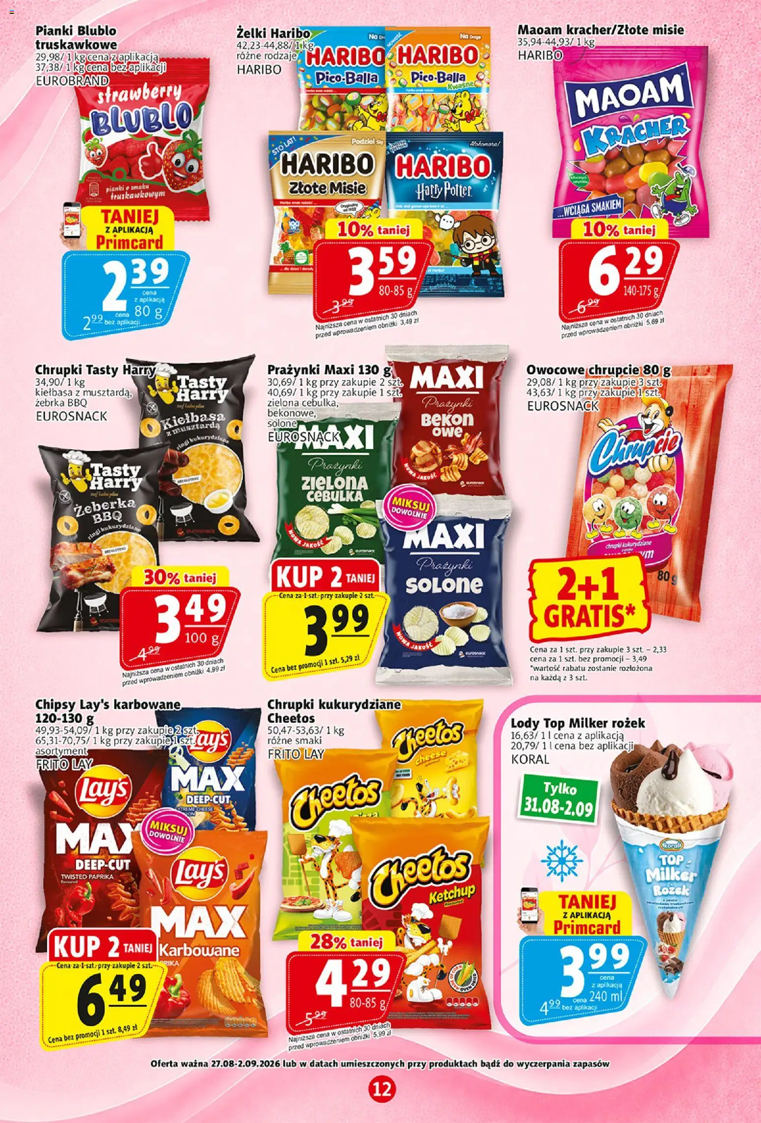 Prim Market gazetka od 27.08.2026 | Strona: 12 | Produkty: Żelki haribo, Top, Chipsy, Żelki