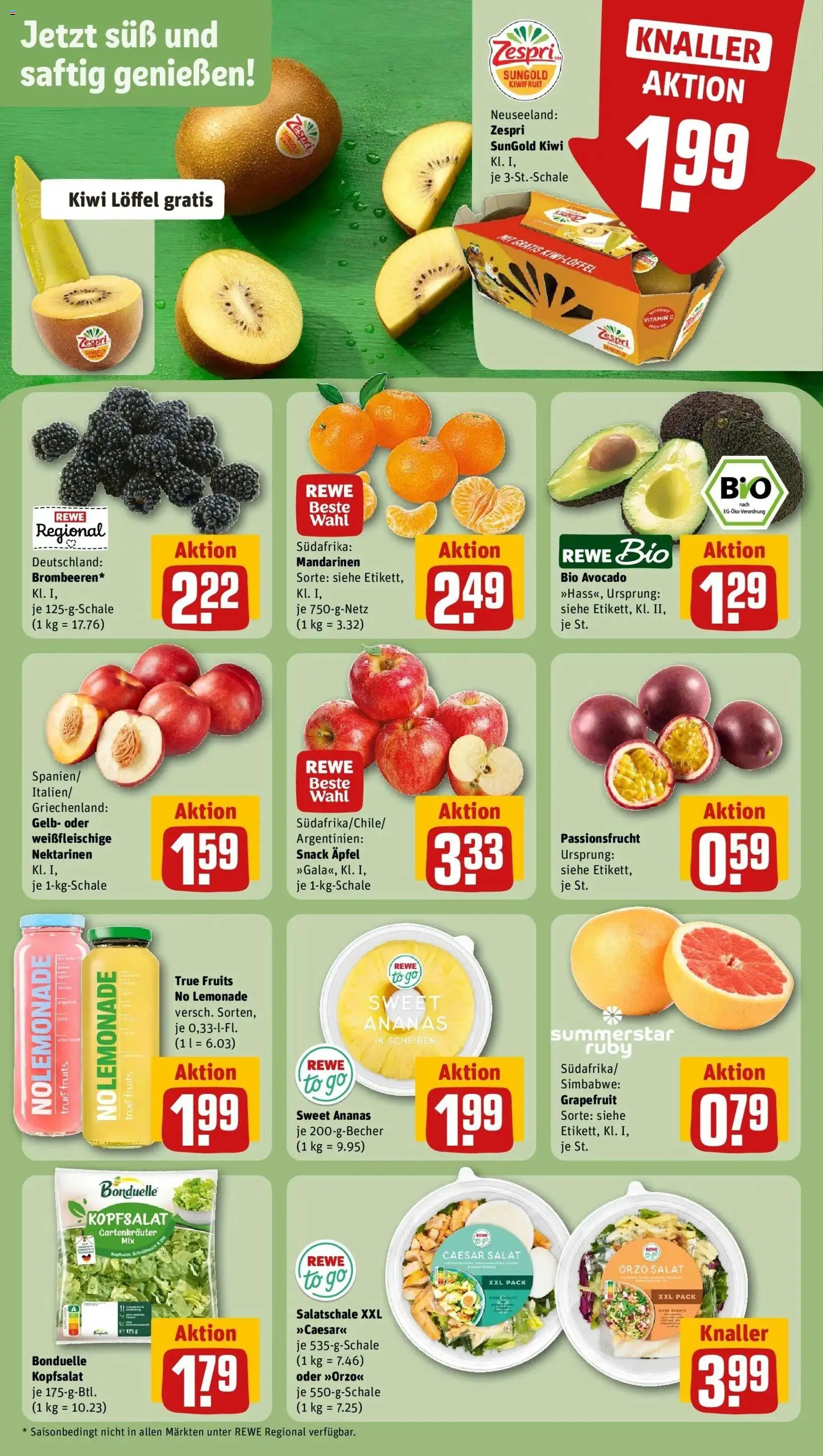 REWE Prospekt ab 10.08.2026 zum Blättern » Angebote | Seite: 4 | Produkte: Nektarinen, Mandarinen, Grapefruit, Kiwi