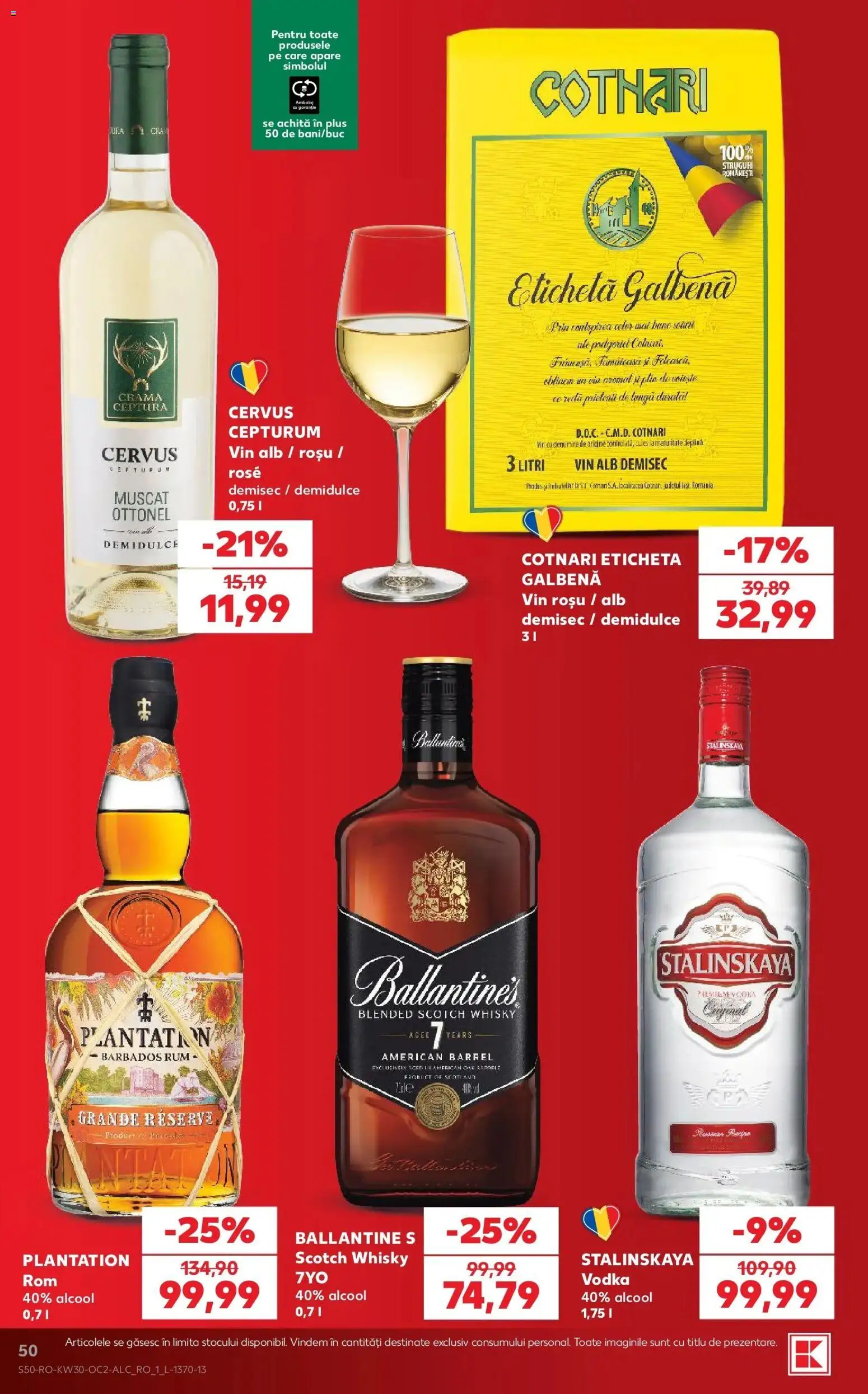 Noul catalog Kaufland – valabil de la 22.07.2026 | Pagină: 50 | Produse: Vin rosu, Vin alb, Ballantine's, Plus