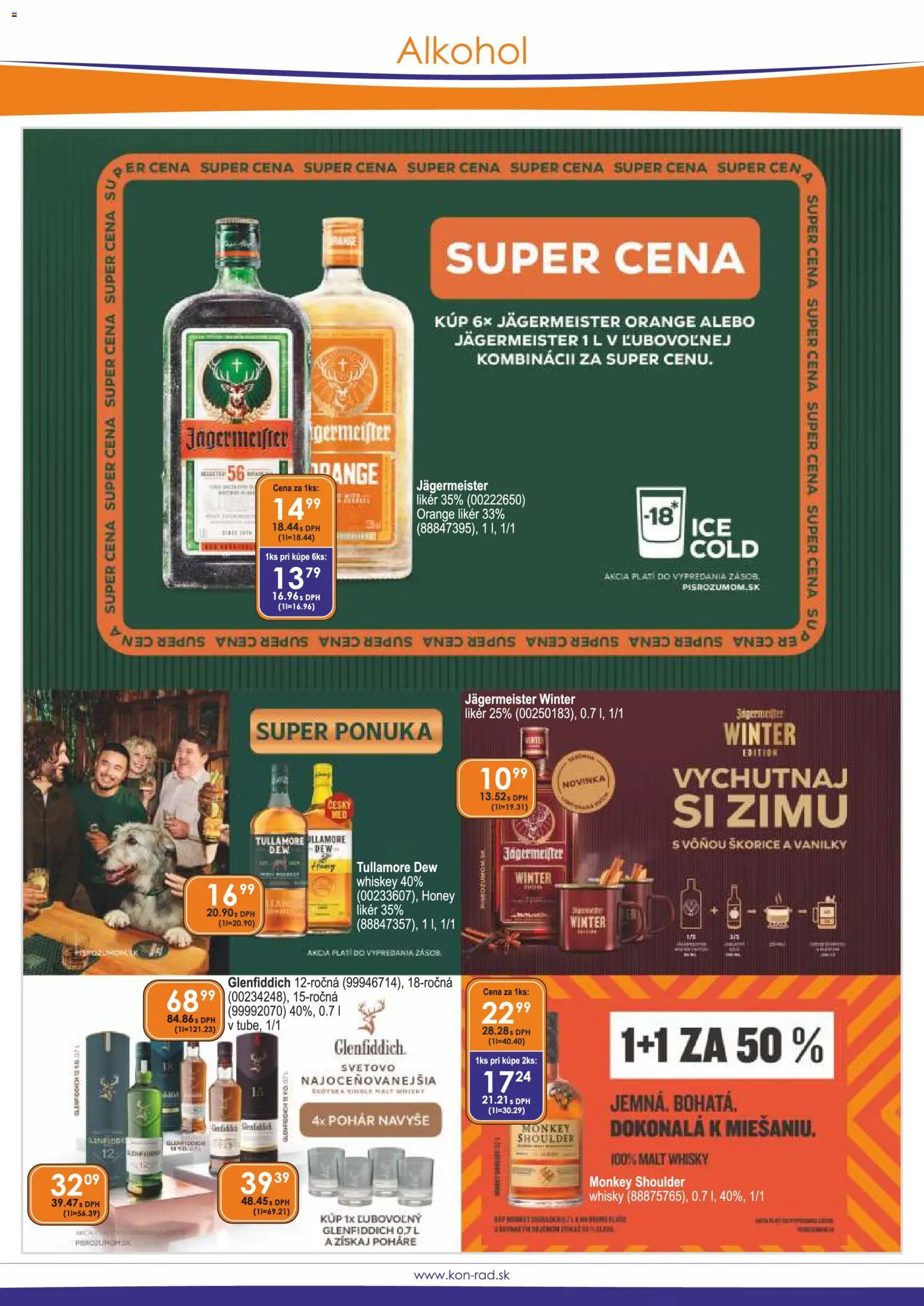 Nové KON - RAD akcie – leták je platný od 01.09.2026 | Strana: 3 | Produkty: Jägermeister Orange, Poháre, Whisky, Tullamore Dew