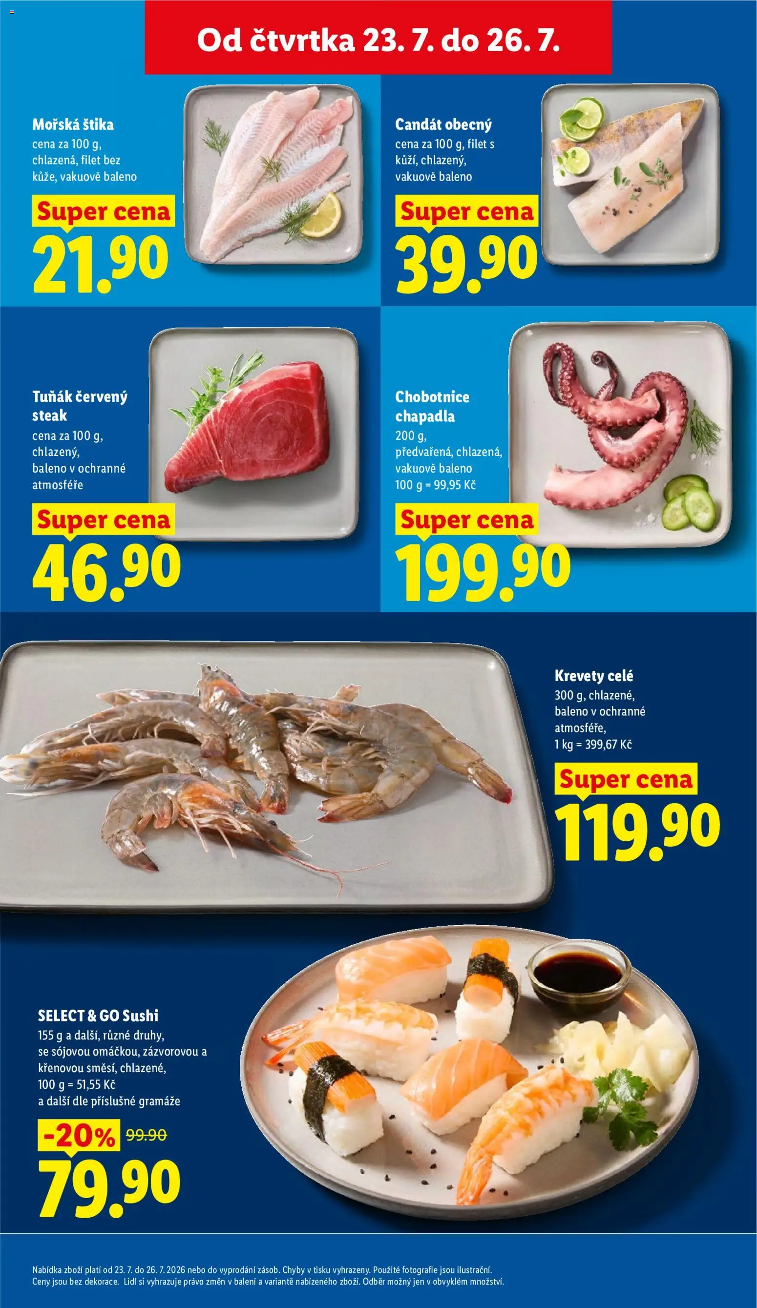 Lidl leták od 23.07.2026 | Strana: 15 | Produkty: Tuňák, Steak, Candát, Filet