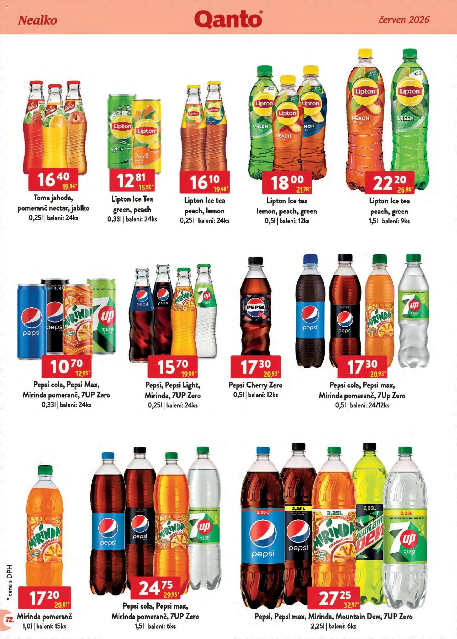 Astur & Qanto leták - Velkoobchod 06/2026 od 01.06.2026 | Strana: 72 | Produkty: Pepsi, Mirinda, Kaki, Ice tea