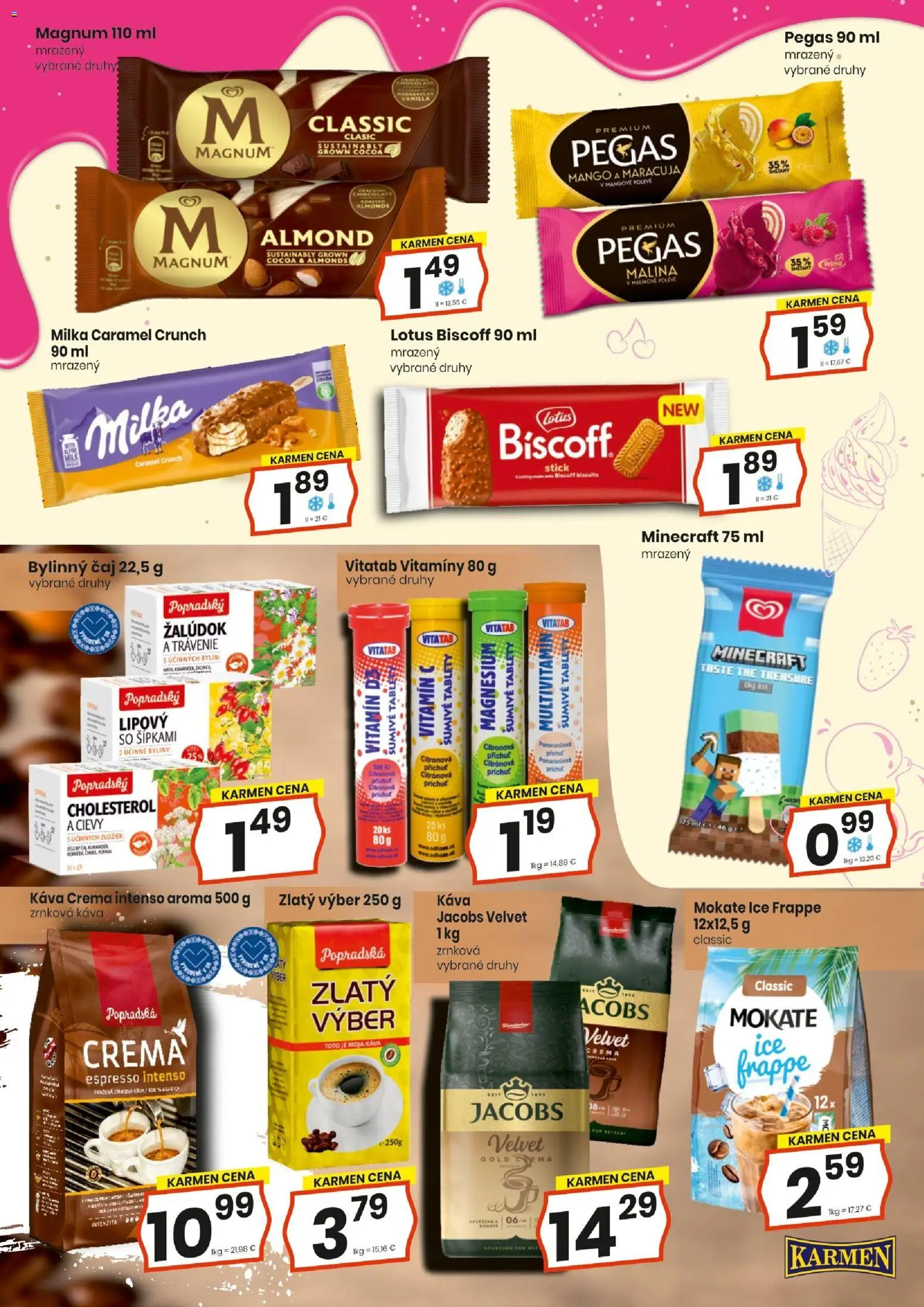 Nové KARMEN CBA akcie – leták je platný od 20.08.2026 | Strana: 10 | Produkty: Jacobs Velvet, Káva, Mango, Bylinný čaj