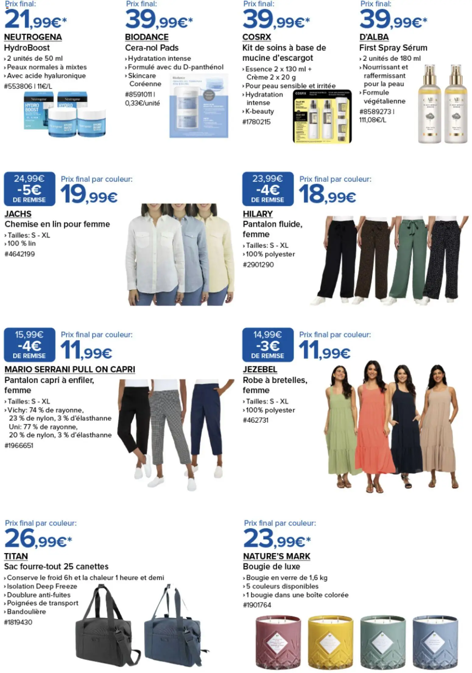 {H1} | Page: 3 | Produits: Robe, Base, Poignées, Chemise