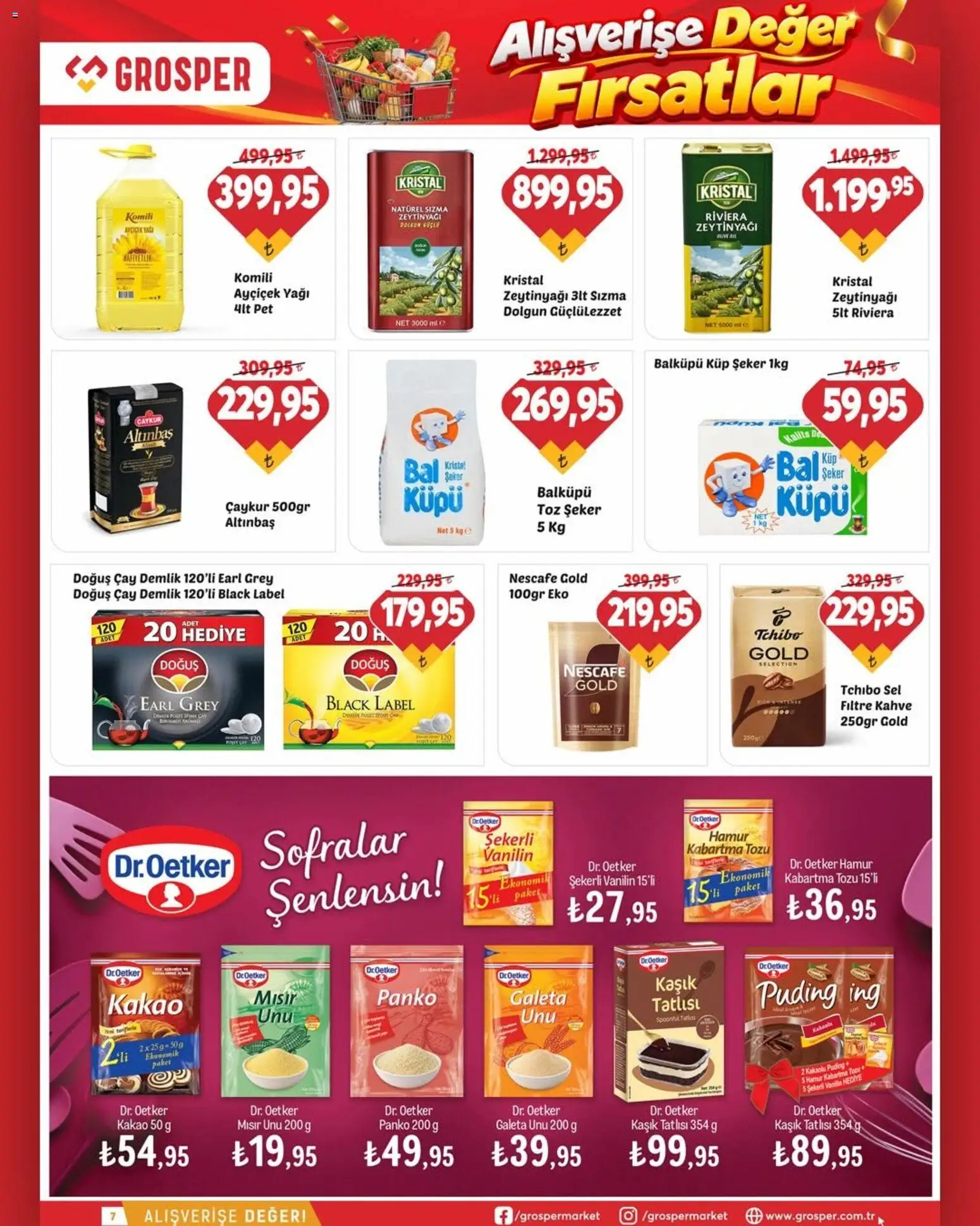 Grosper Katalog - 28 Ekim 2026 tarihinden itibaren geçerlidir | Sayfa: 7 | Ürünler: Sızma zeytinyağı, Çay, Kabartma tozu, Toz şeker