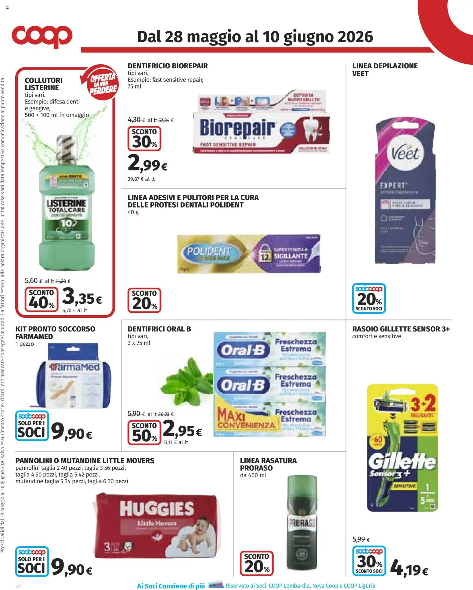 Volantino COOP del 28.05.2026 | Pagina: 24 | Prodotti: Pannolini, Rasoio, Mutandine, Data