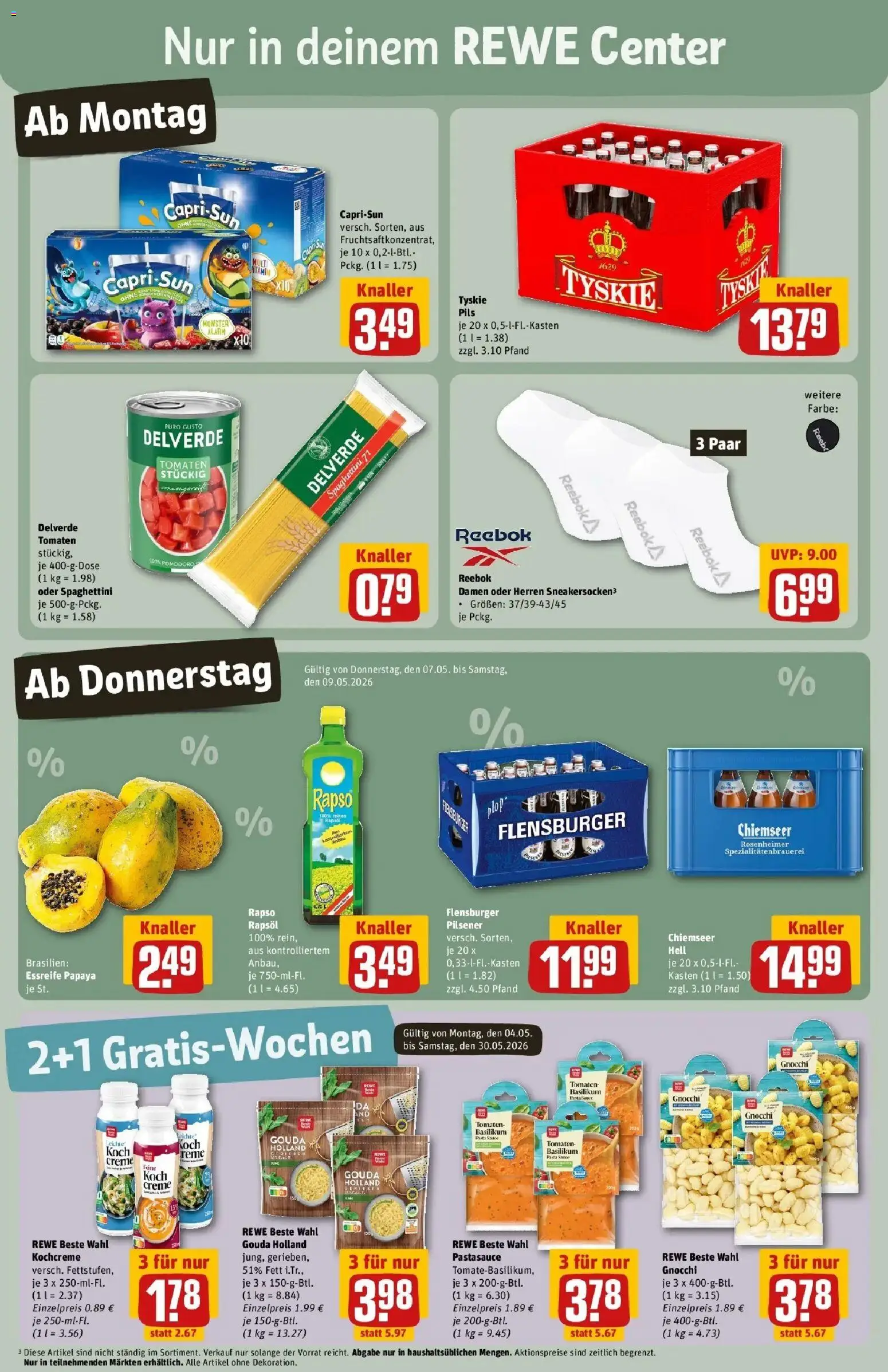 REWE Prospekt ab 04.05.2026 zum Blättern » Angebote | Seite: 5 | Produkte: Gouda, Tomaten, Creme, Flensburger