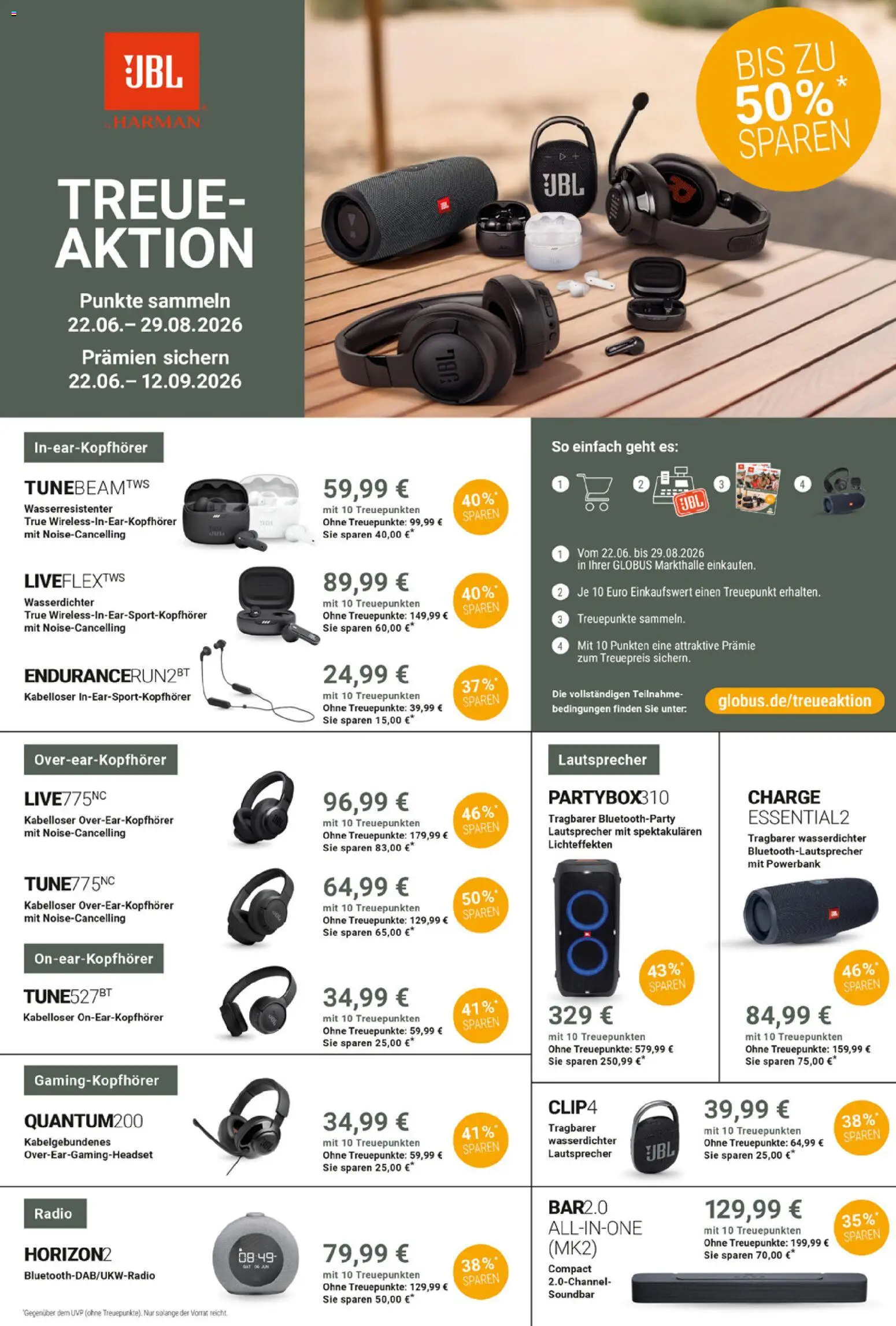 Globus Prospekt – gültig ab 13.07.2026 | Seite: 22 | Produkte: Lautsprecher, Soundbar, Powerbank, Radio