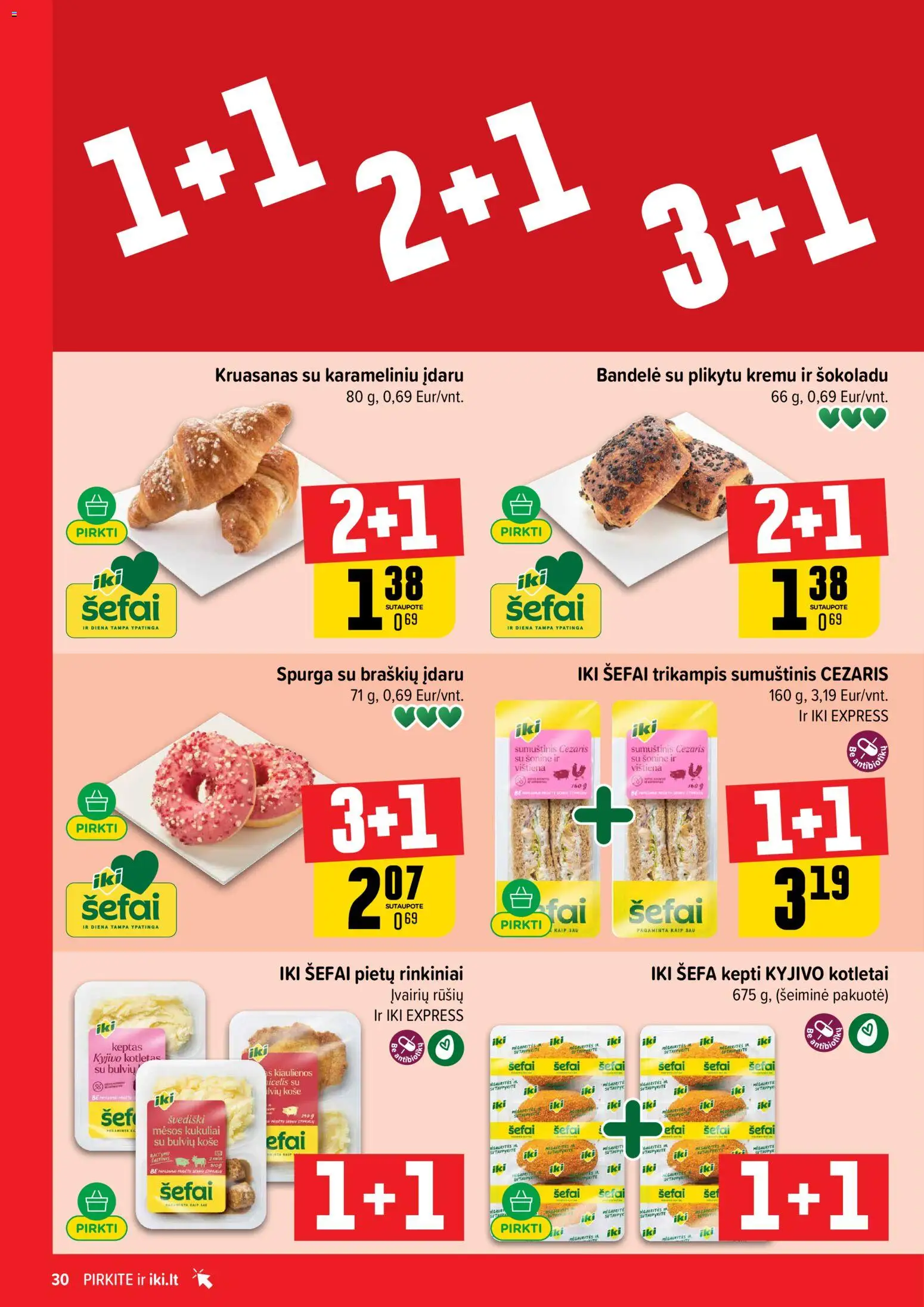 IKI akcijos nuo 2026.08.10 | Puslapis: 30 | Prekių: Kiaulienos, Bandelė, Vištiena, Kukuliai