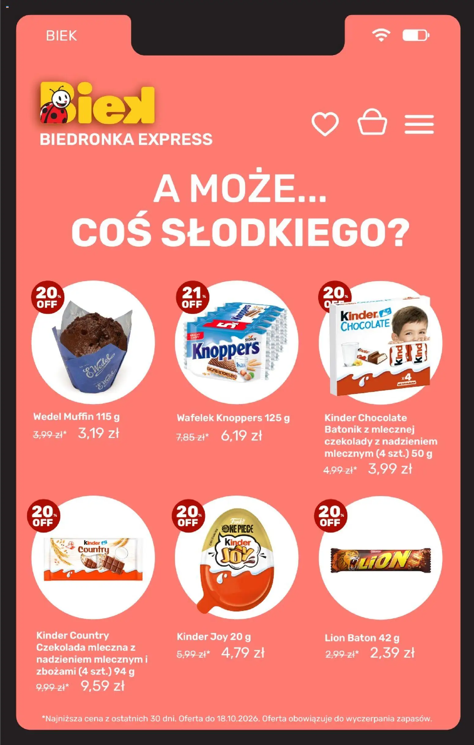 Biedronka gazetka - Biek od 16.10.2026 | Strona: 15 | Produkty: Czekolada mleczna, Kinder Joy, Czekolada, Kinder Chocolate