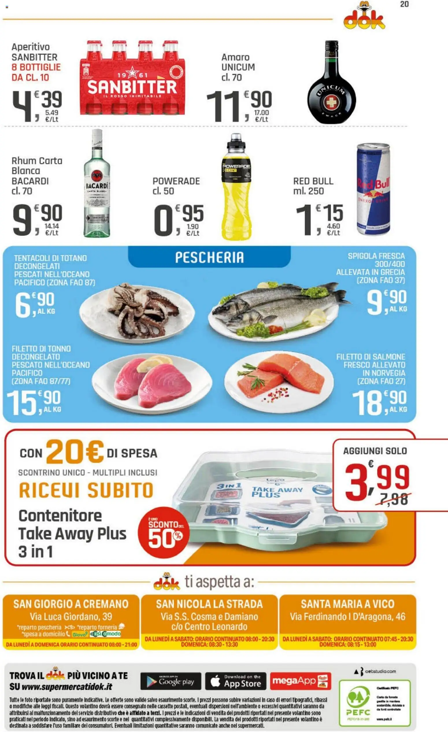 Volantino DOK del 15.05.2026 | Pagina: 20 | Prodotti: Contenitore, Spigola, Totano, Amaro