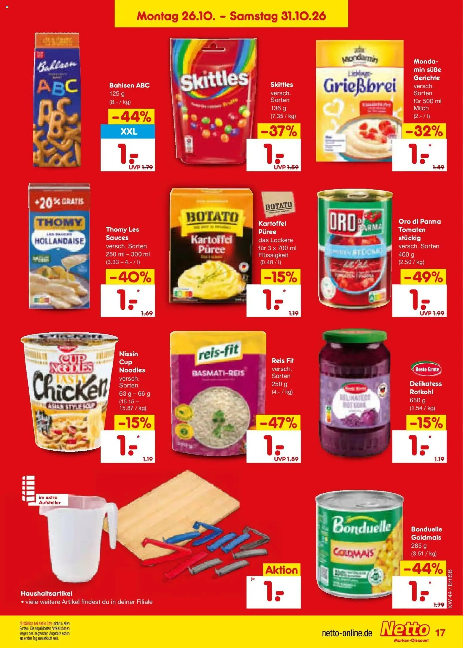 Netto Marken-Discount Prospekt Mauern – gültig ab 26.10.2026 | Seite: 25 | Produkte: Basmatireis, Milch, Tomaten, Oro di parma