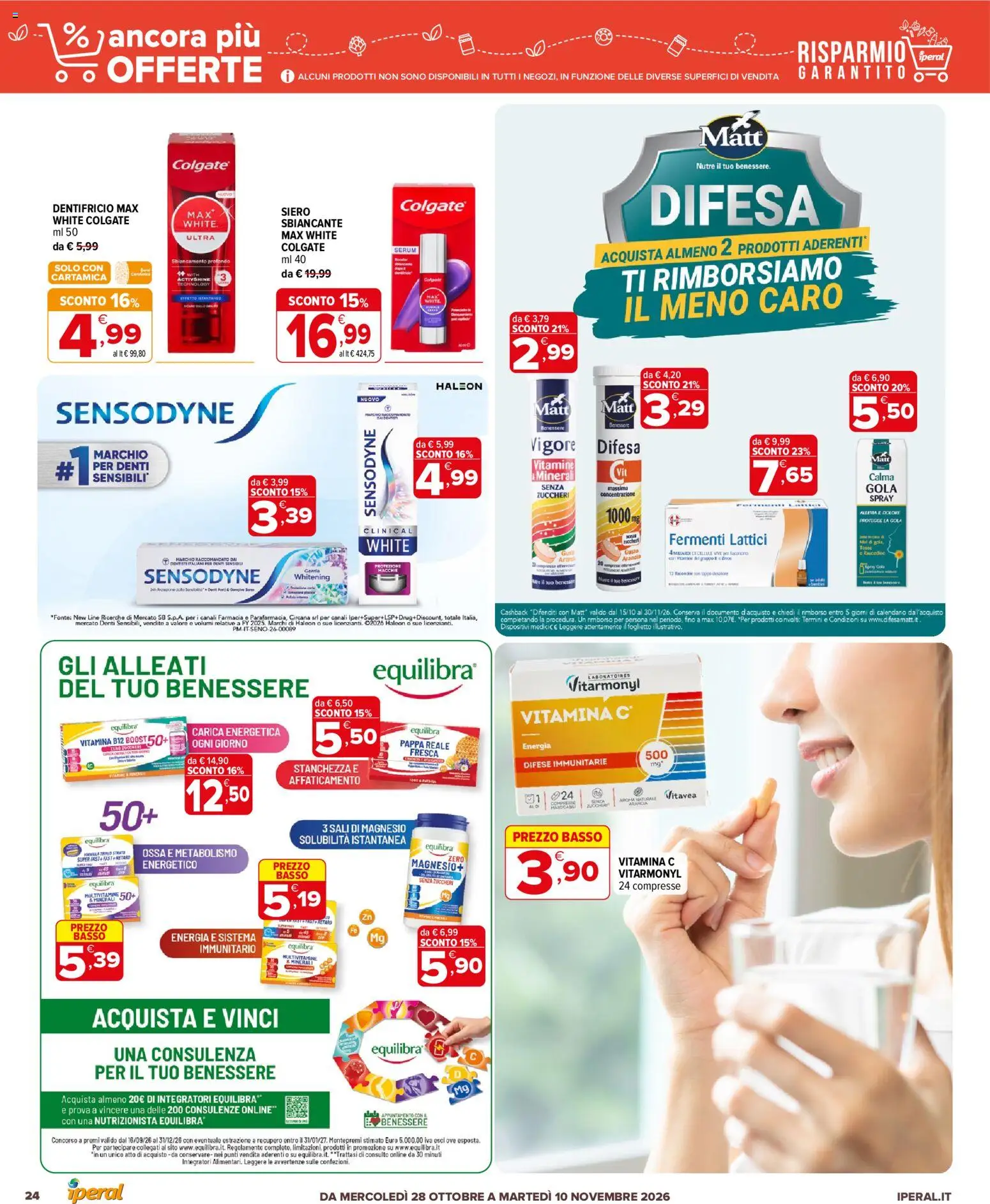 Volantino Iperal del 28/10/2026 | Pagina: 24 | Prodotti: Caro, Dentifricio, Arancia, Basso