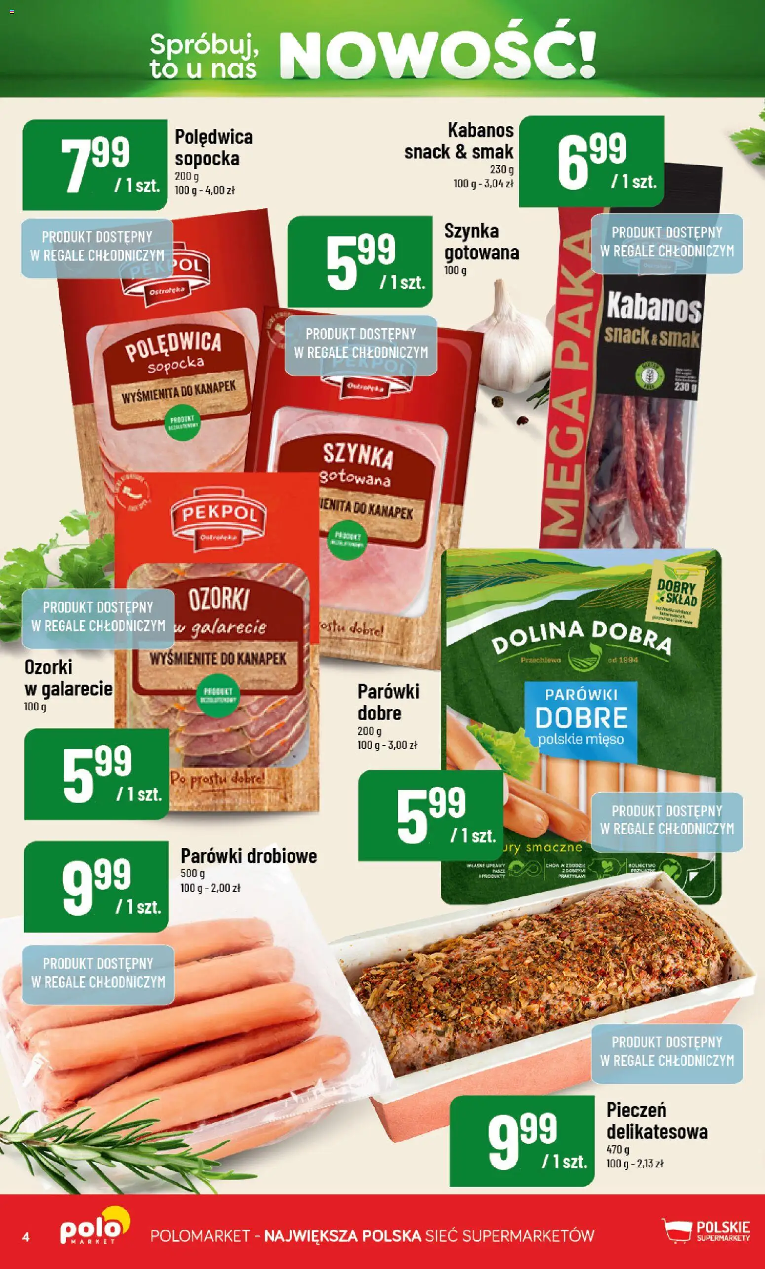 Nowa POLOmarket gazetka od jutra 11.09.2026 | Strona: 4 | Produkty: Mięso, Parówki, Szynka, Szynka gotowana